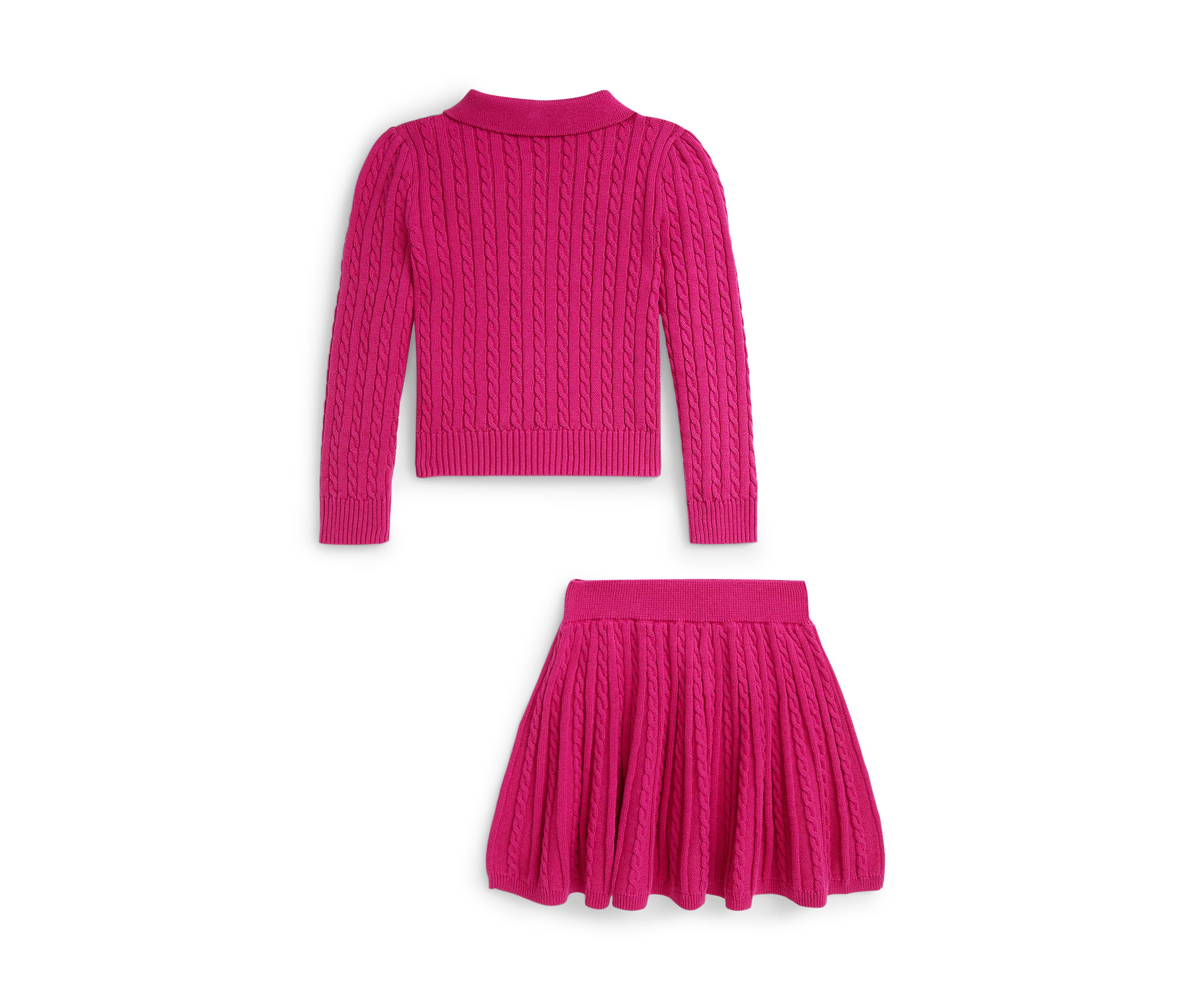 Girls 2-6x Cotton Polo Cardigan & Skirt Set
