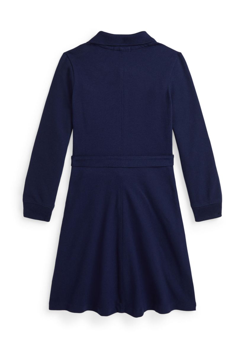Girls 2-6x Belt Stretch Mesh Polo Dress