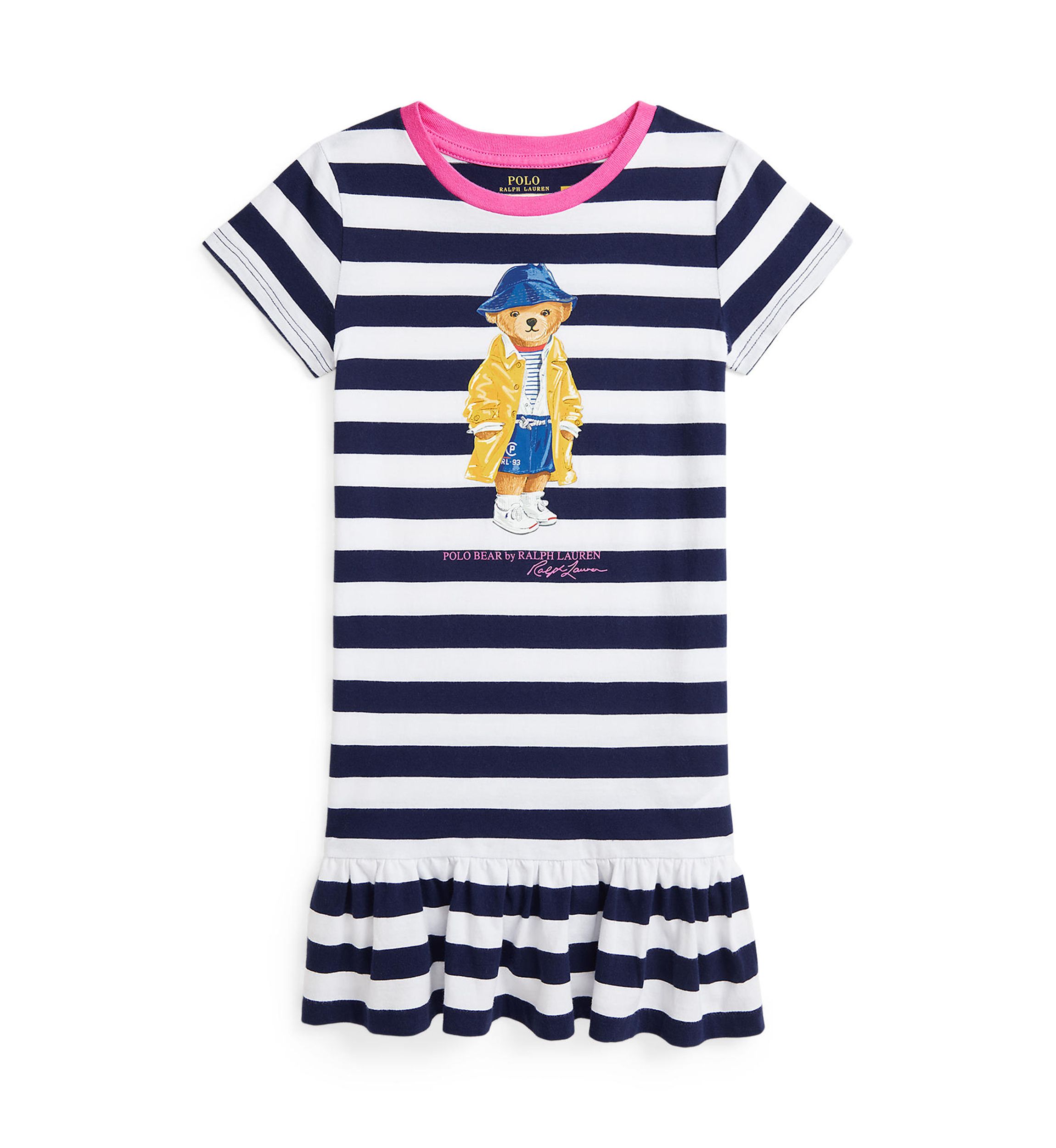 Girls 2-6x Pleated Stretch Mesh Polo Dress