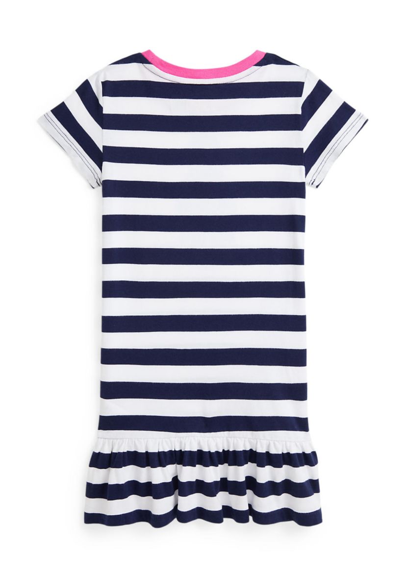 Girls 2-6x Pleated Stretch Mesh Polo Dress
