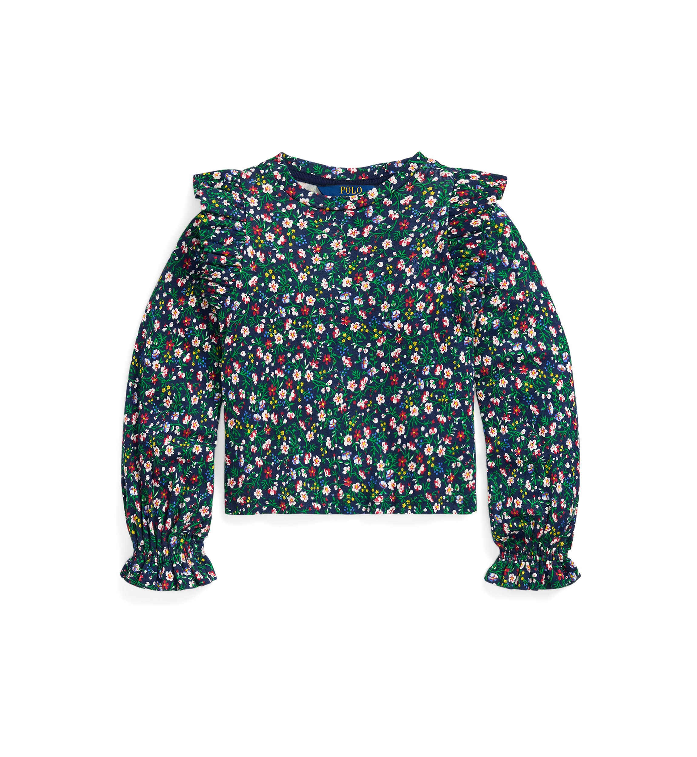 Girls 2-6x Floral Ruffled Cotton Modal Top