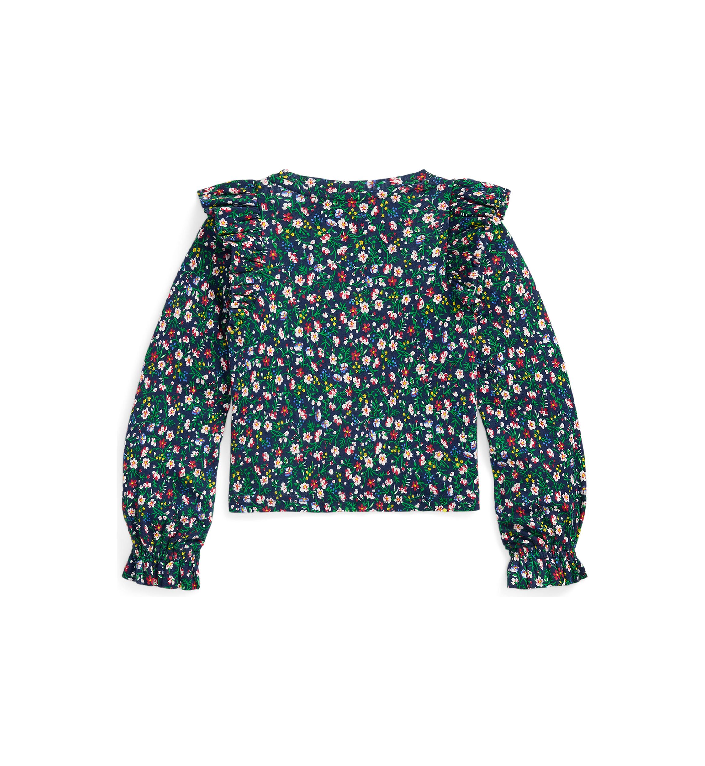 Girls 2-6x Floral Ruffled Cotton Modal Top