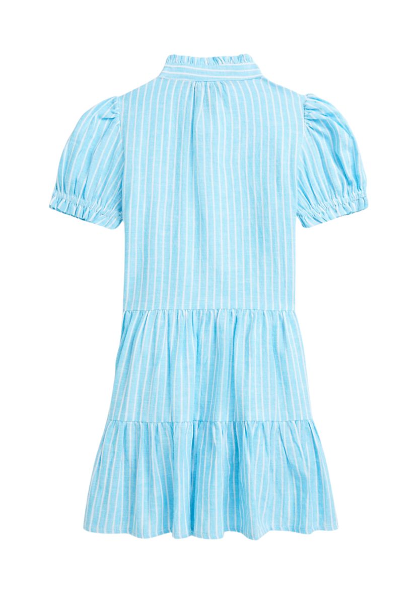 Girls 2-6x Striped Tiered Linen-Cotton Dress