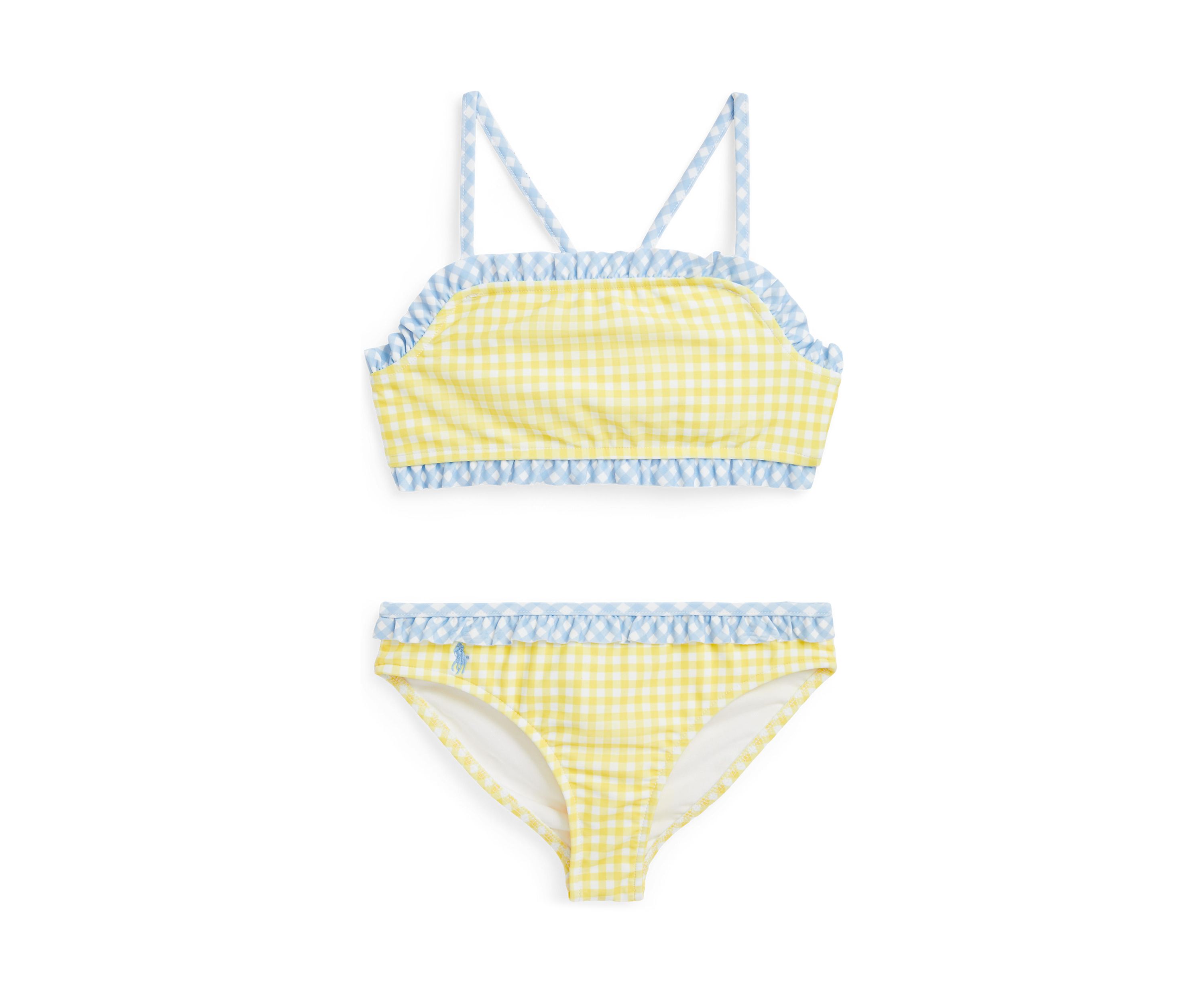 Girls 2-6x Gingham Ruffled Two Piece Swimsuit