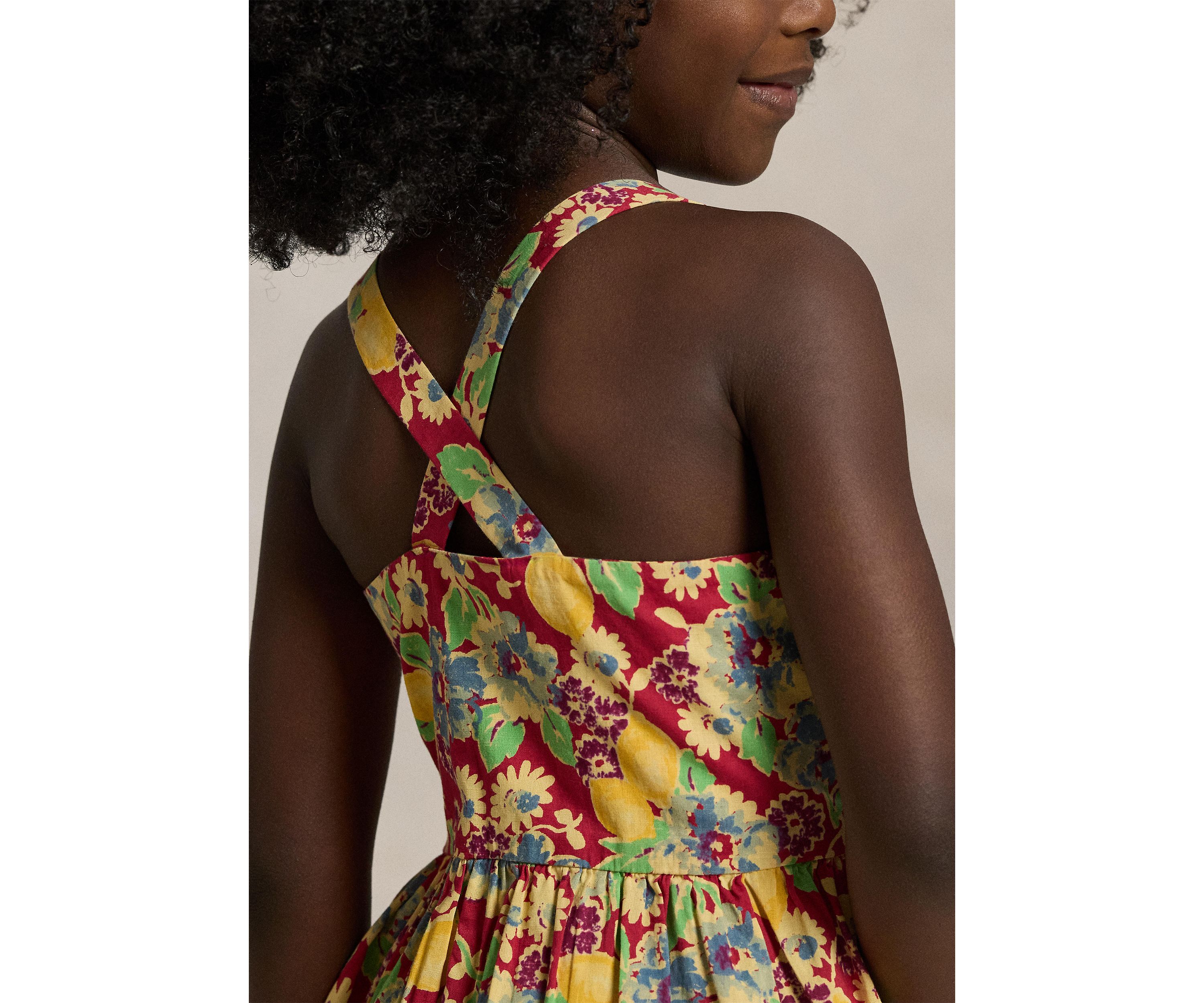 Girls 2-6x Lemon Floral Slub Cotton Dress