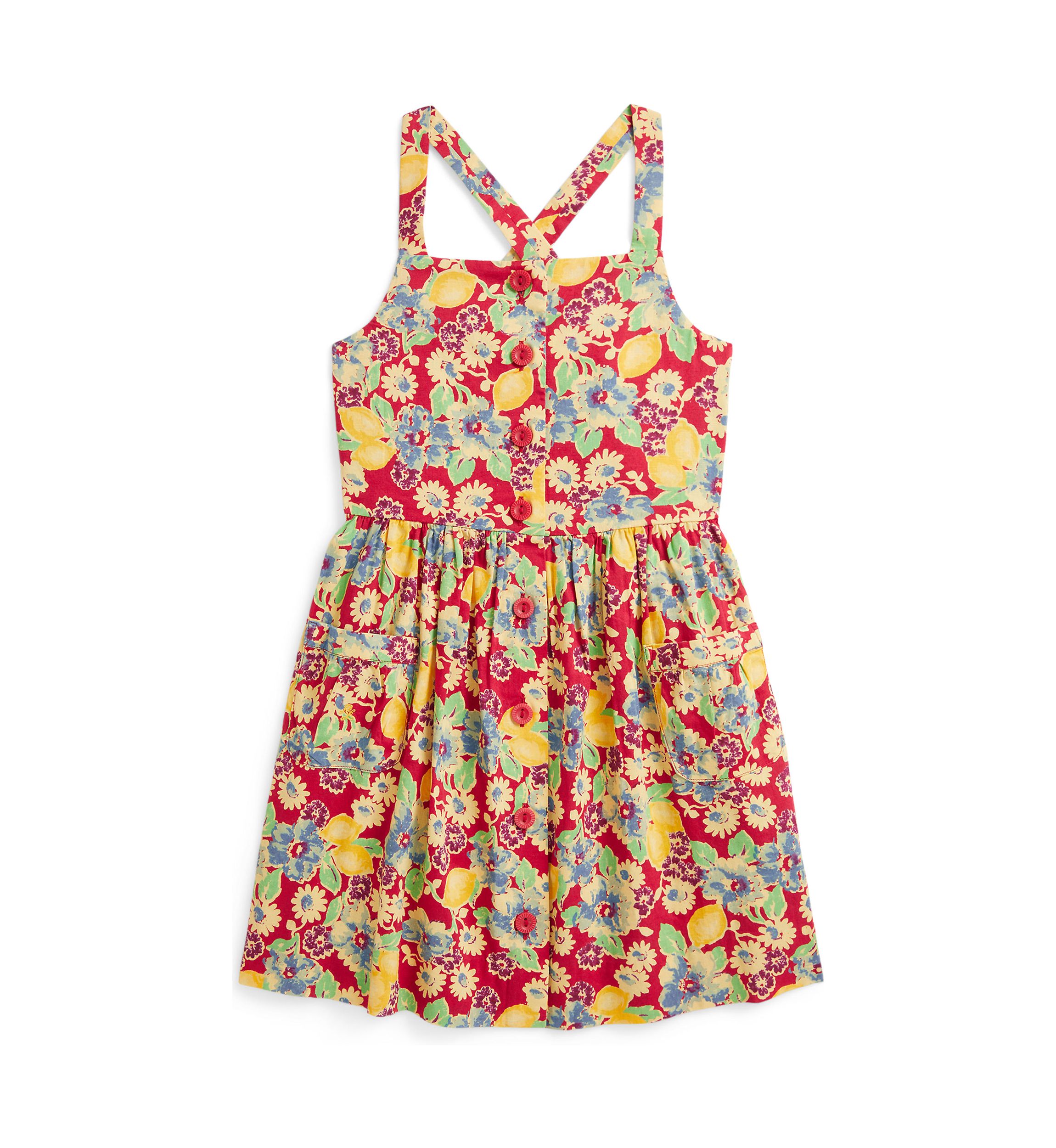 Girls 2-6x Lemon Floral Slub Cotton Dress