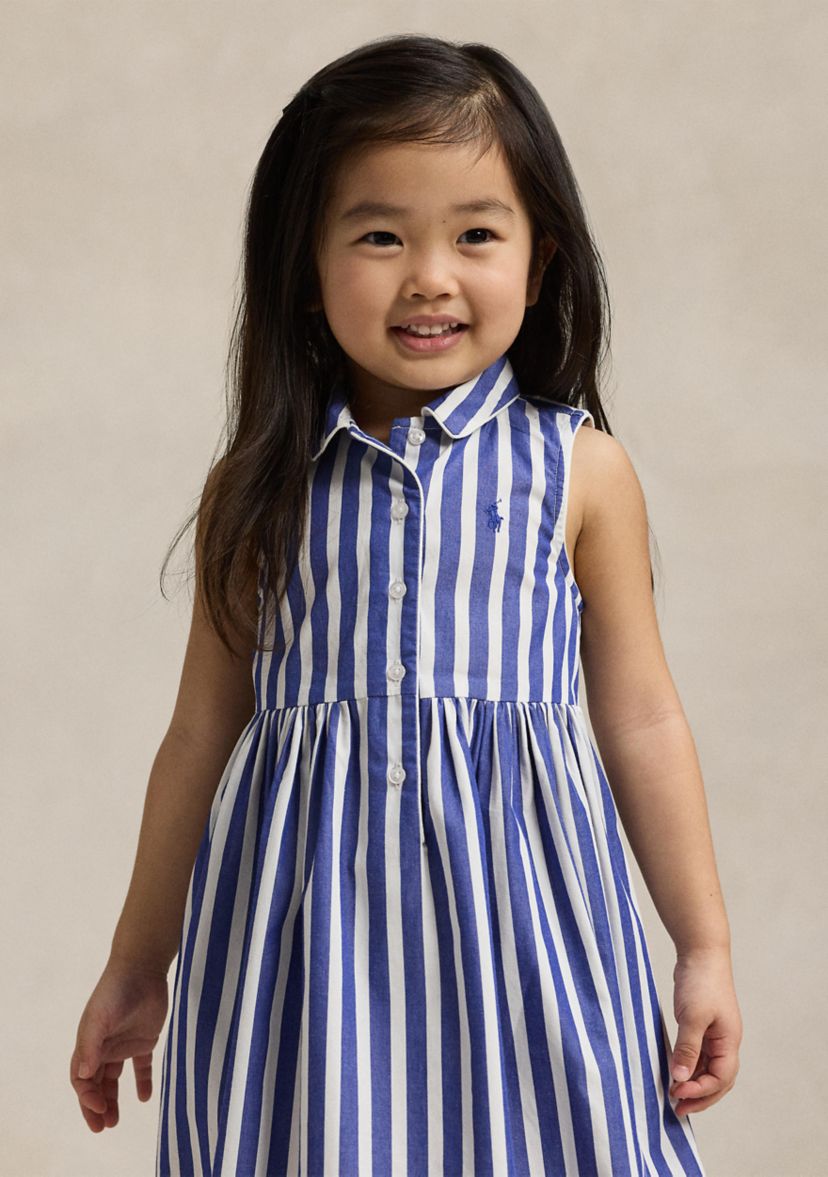 Girls 2-6x Striped Cotton Poplin Shirtdress