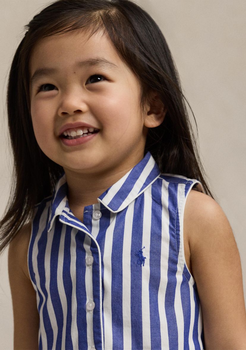 Girls 2-6x Striped Cotton Poplin Shirtdress