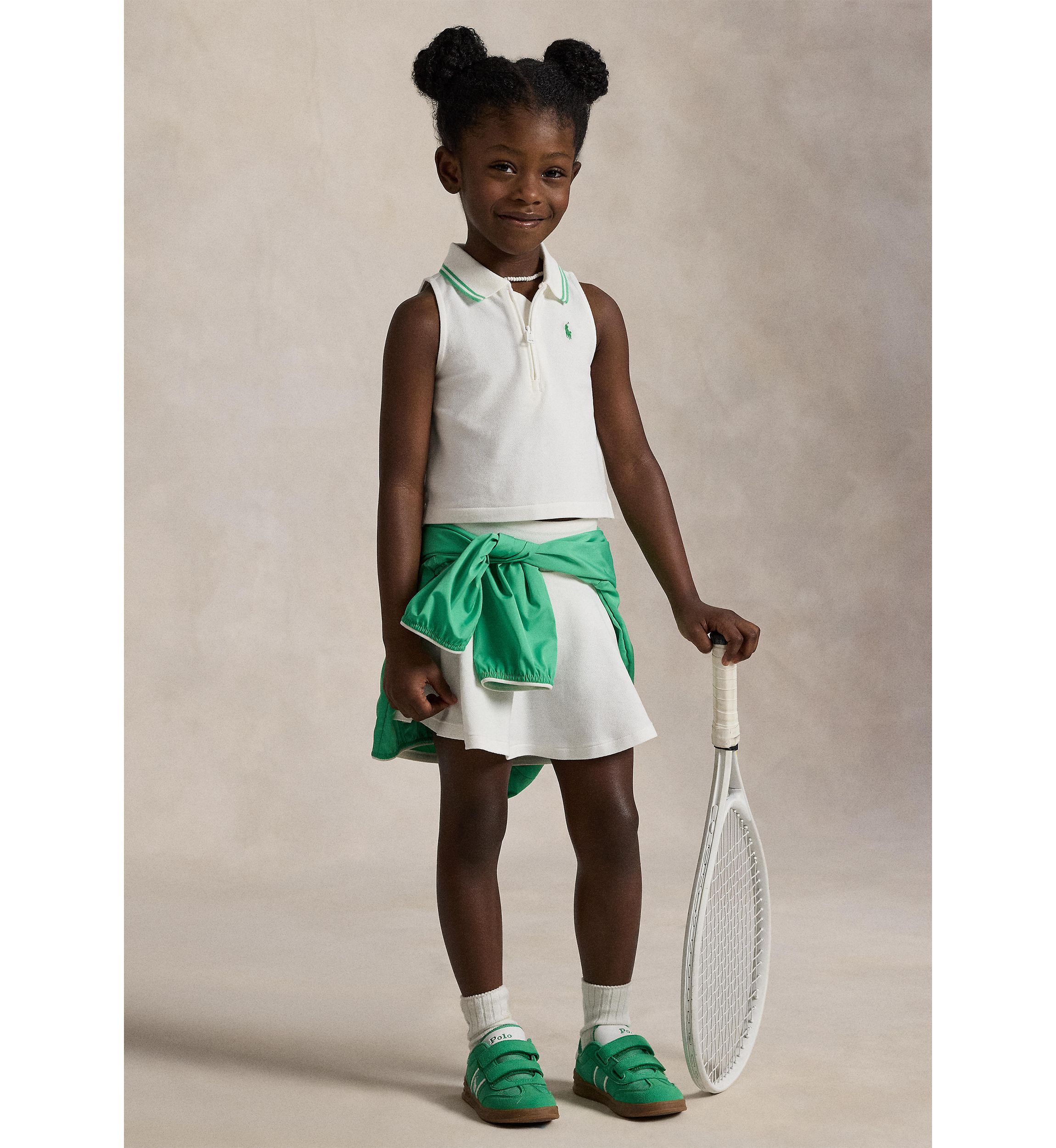 Girls 2-6x Stretch Mesh Half Zip Boxy Polo Shirt