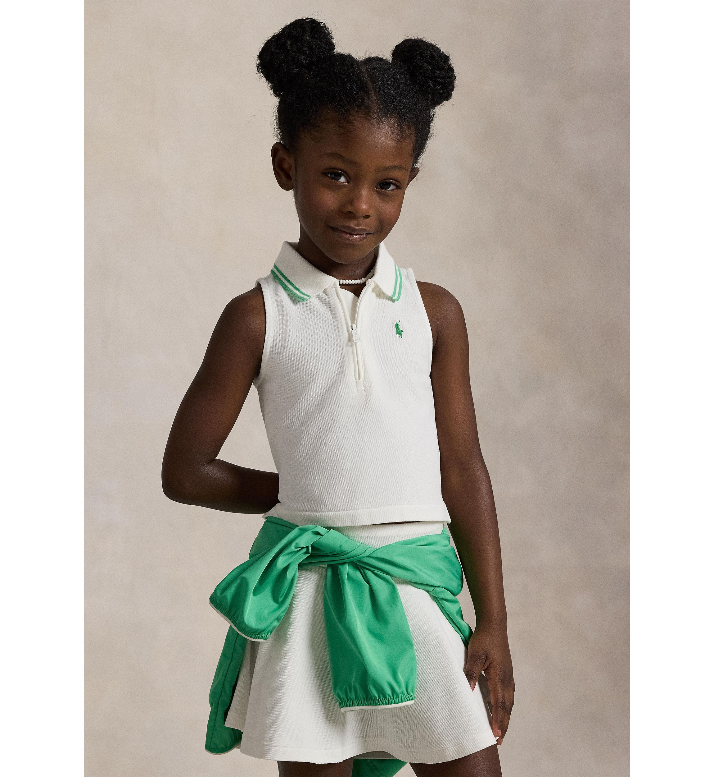 Girls 2-6x Stretch Mesh Half Zip Boxy Polo Shirt