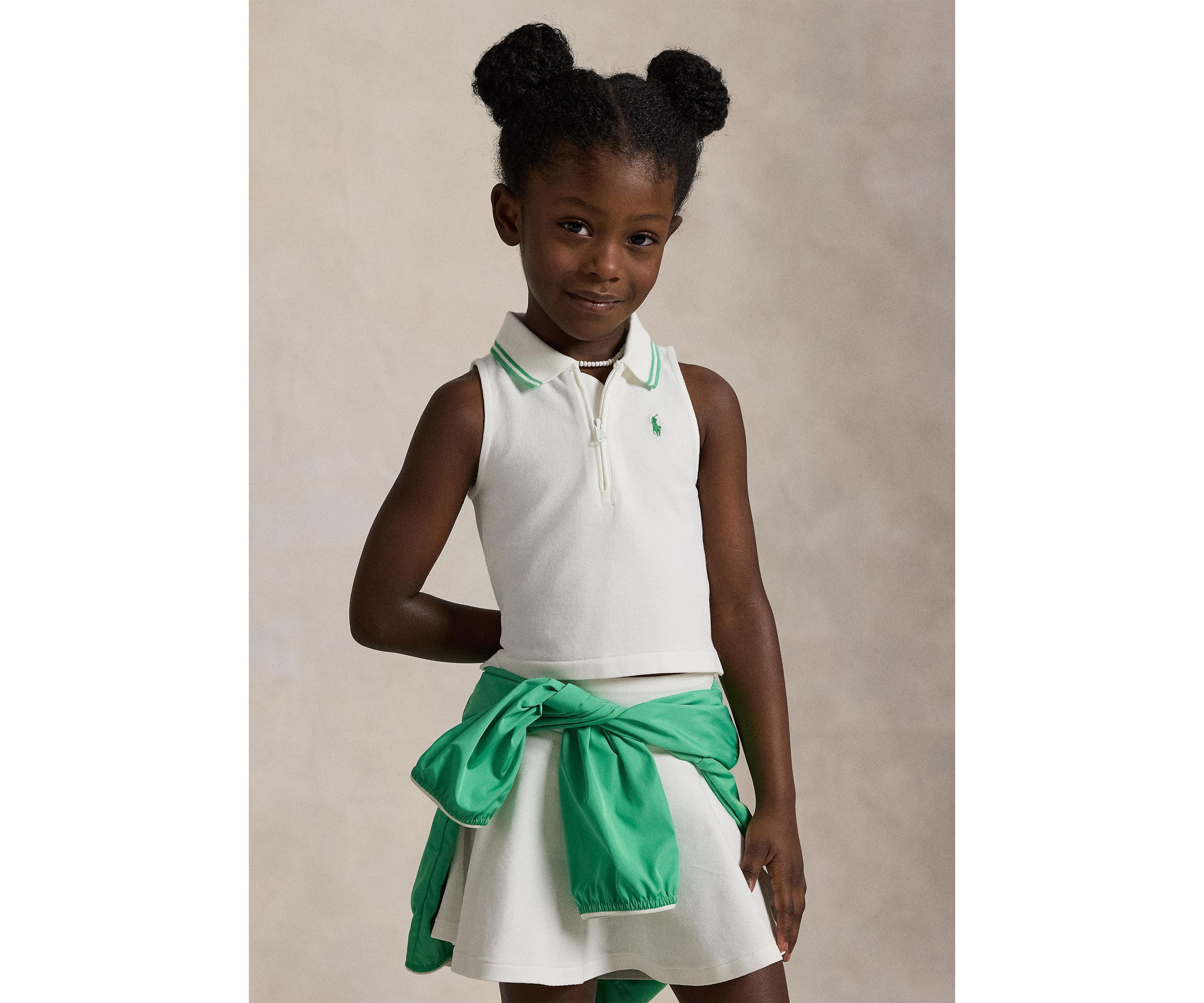 Girls 2-6x Stretch Mesh Half Zip Boxy Polo Shirt