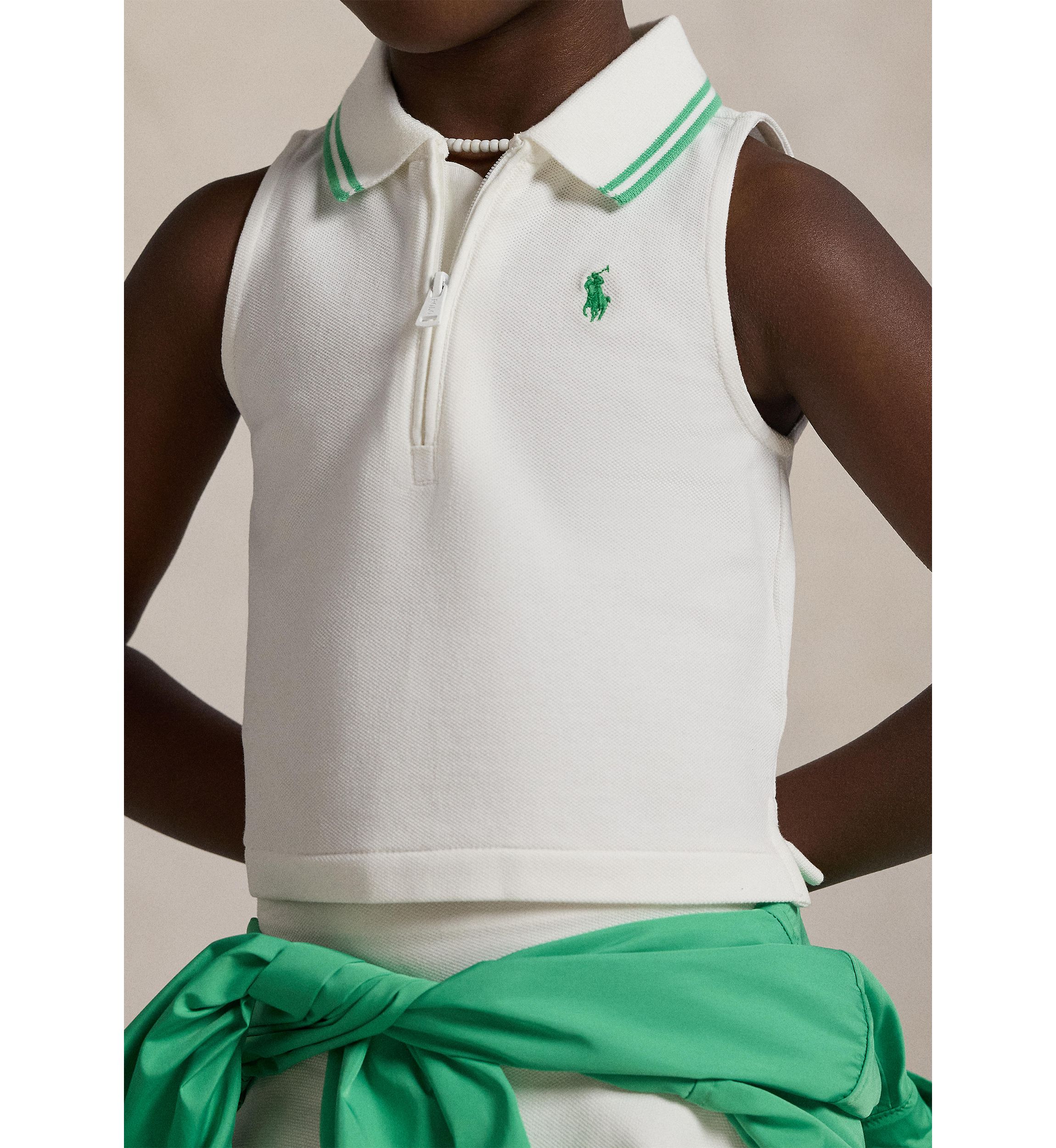 Girls 2-6x Stretch Mesh Half Zip Boxy Polo Shirt