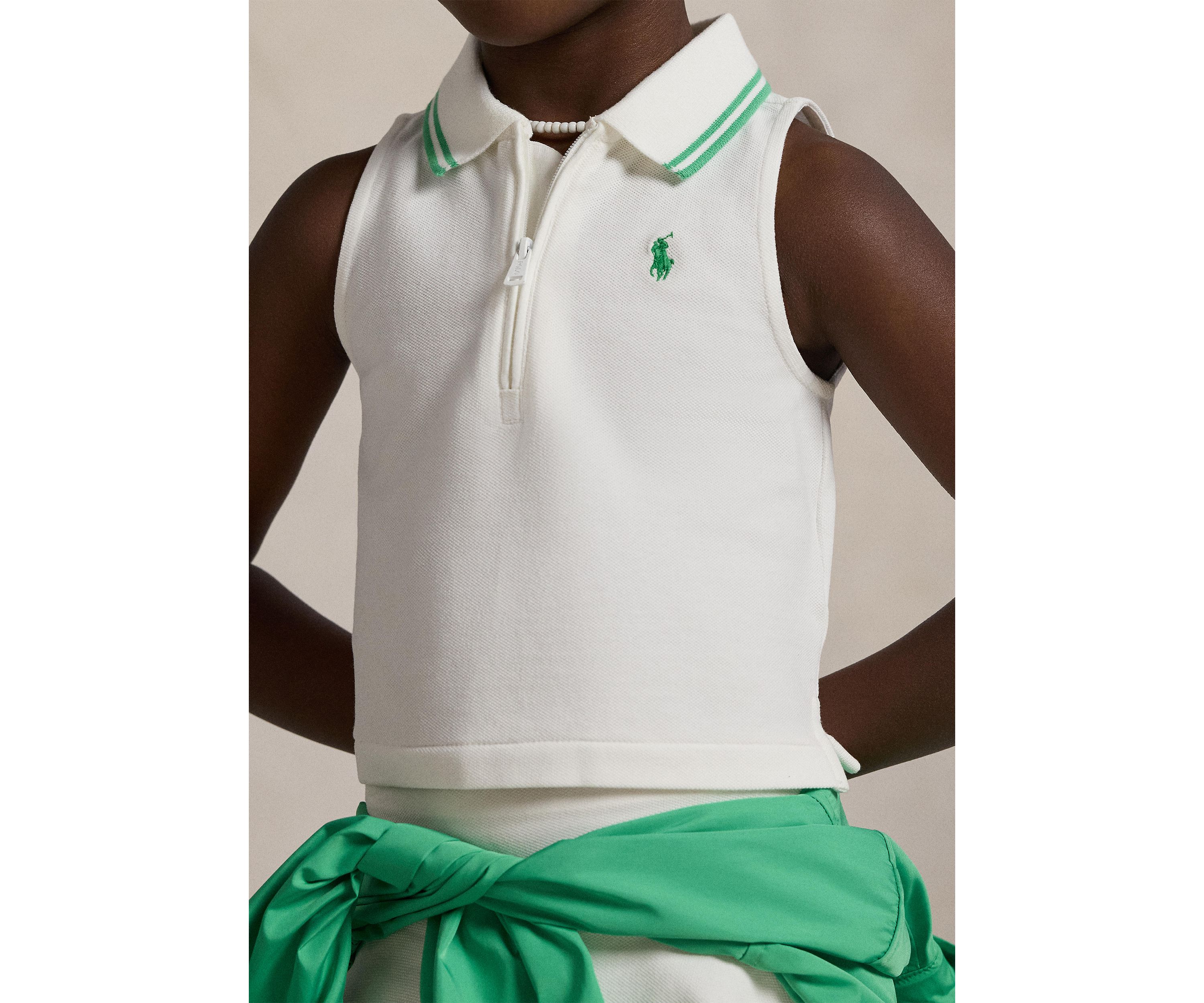 Girls 2-6x Stretch Mesh Half Zip Boxy Polo Shirt