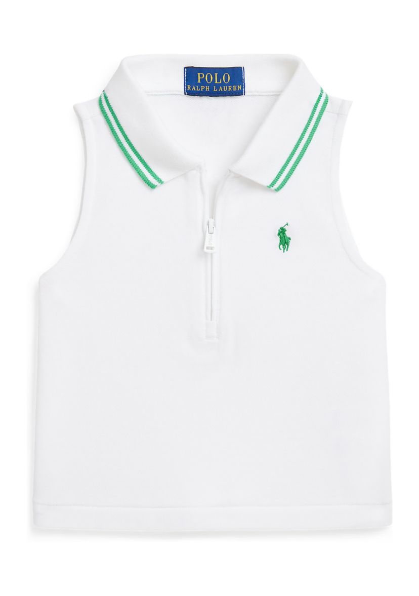 Girls 2-6x Stretch Mesh Half Zip Boxy Polo Shirt