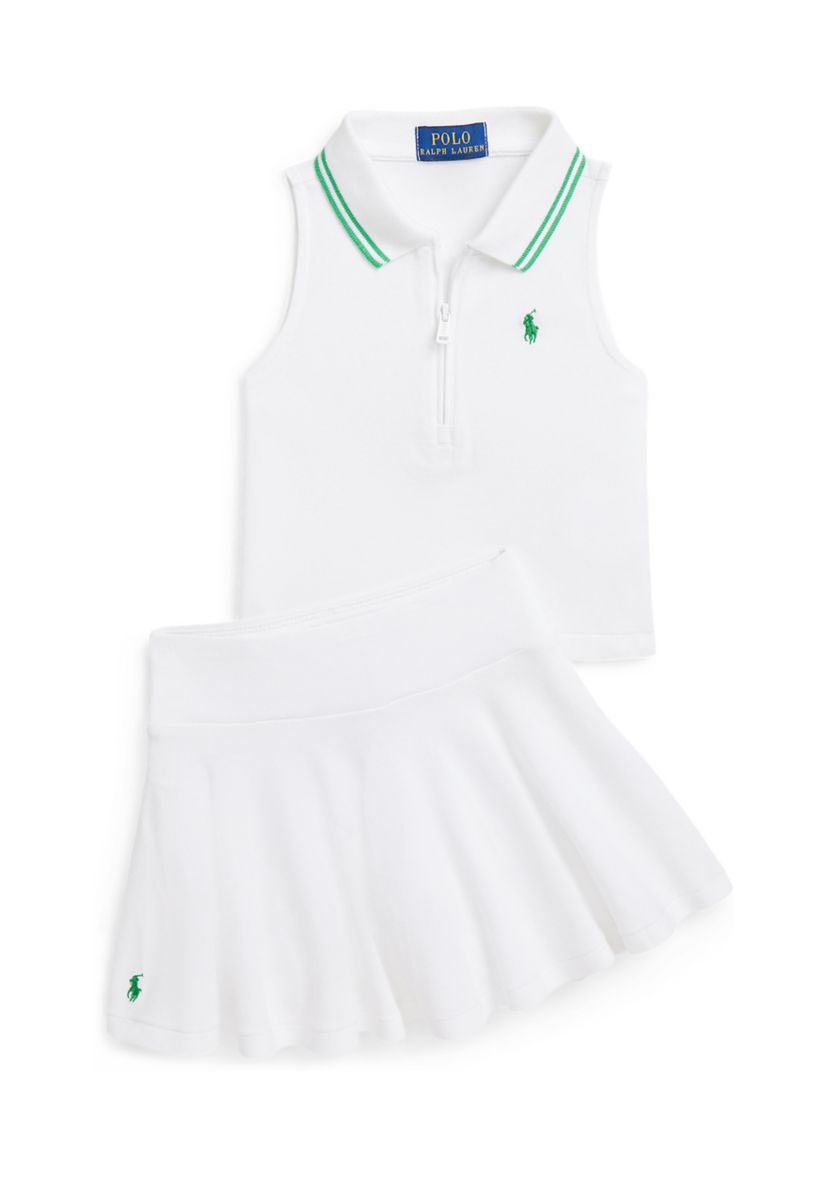 Girls 2-6x Stretch Mesh Half Zip Boxy Polo Shirt