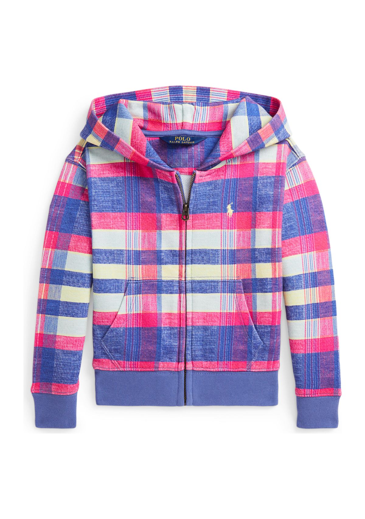 Girls 2 - 6x Plaid Loopback Fleece Full Zip Hoodie