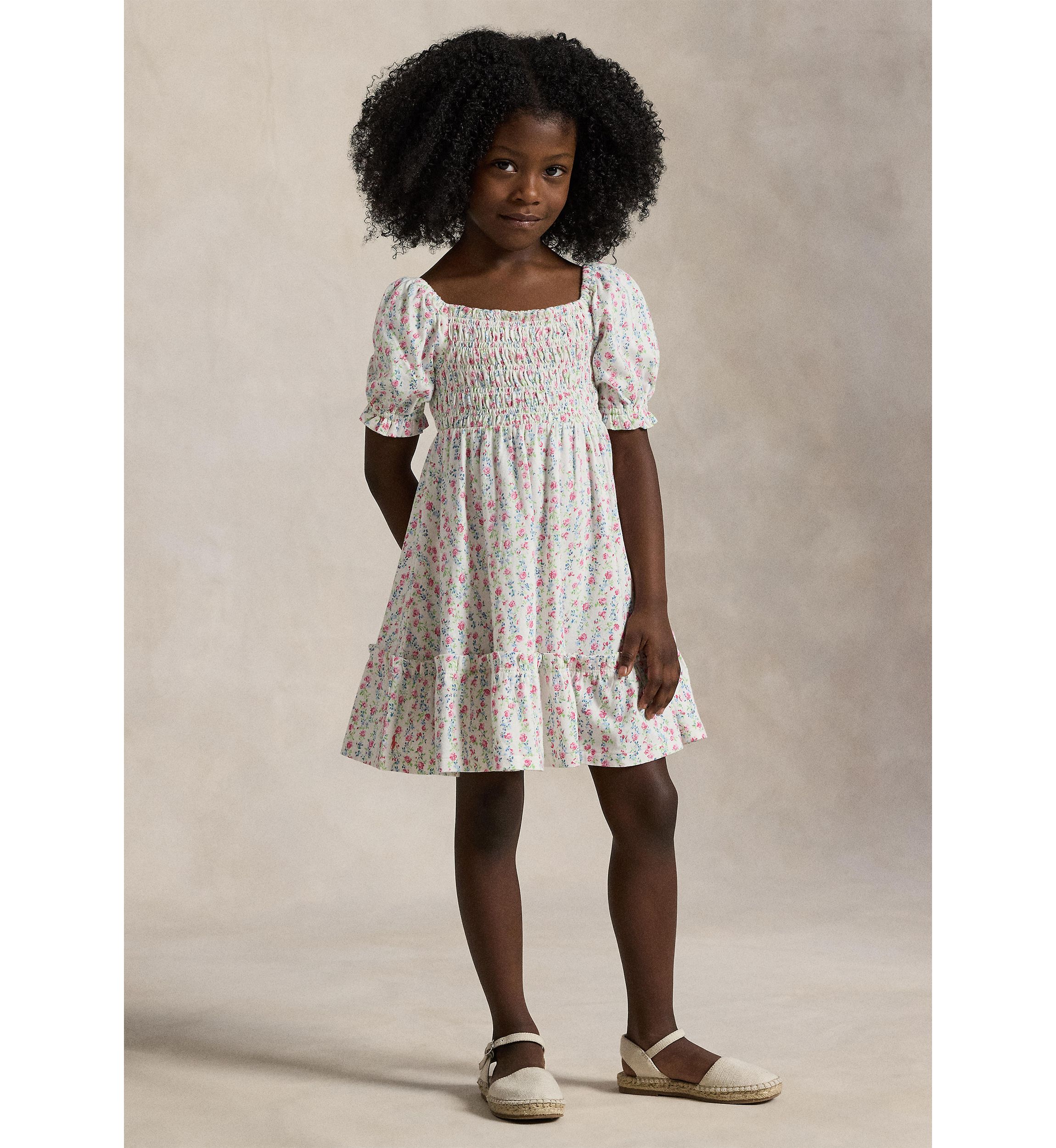 Girls 2-6x Floral Smocked Cotton Jersey Dress