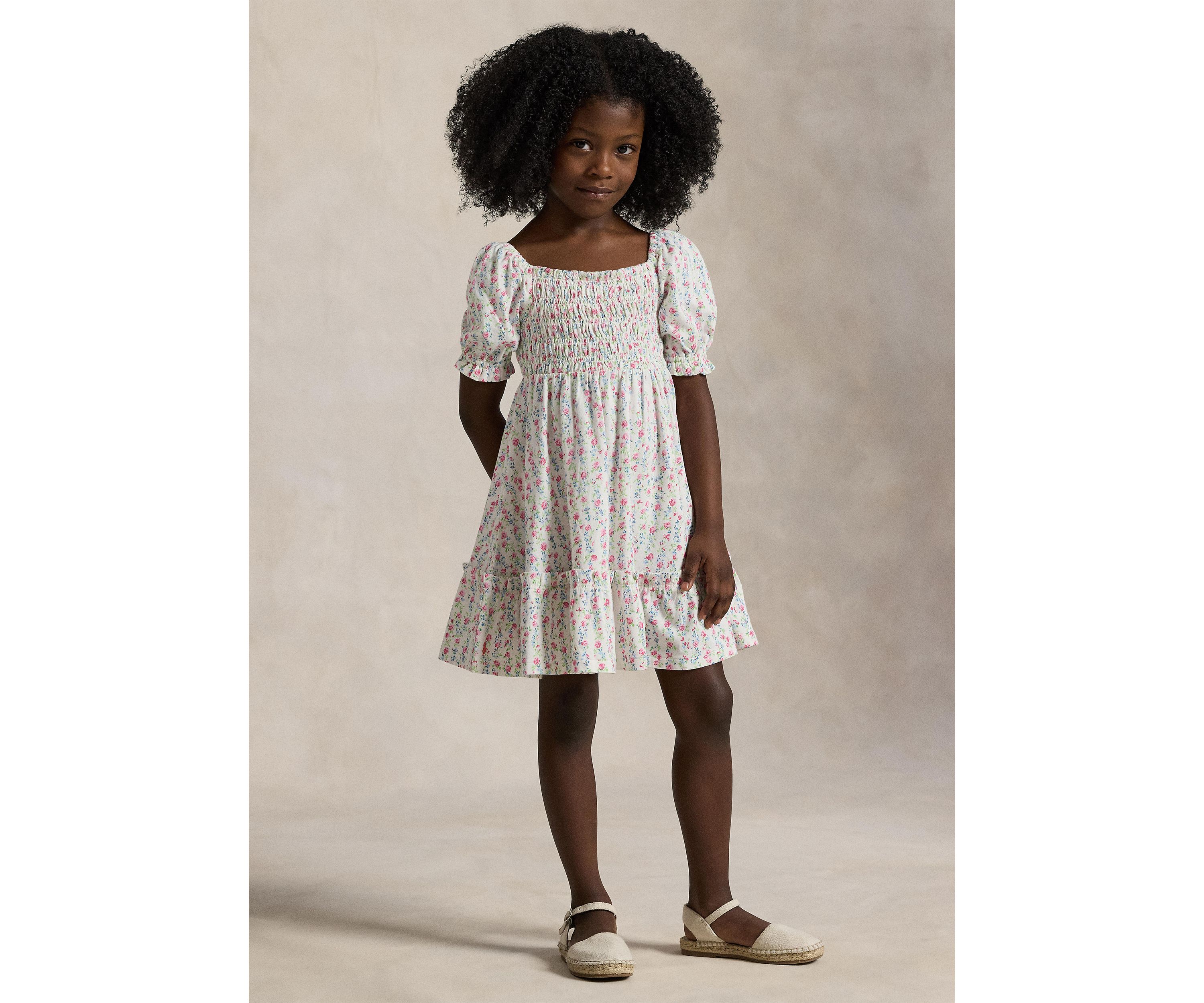 Girls 2-6x Floral Smocked Cotton Jersey Dress