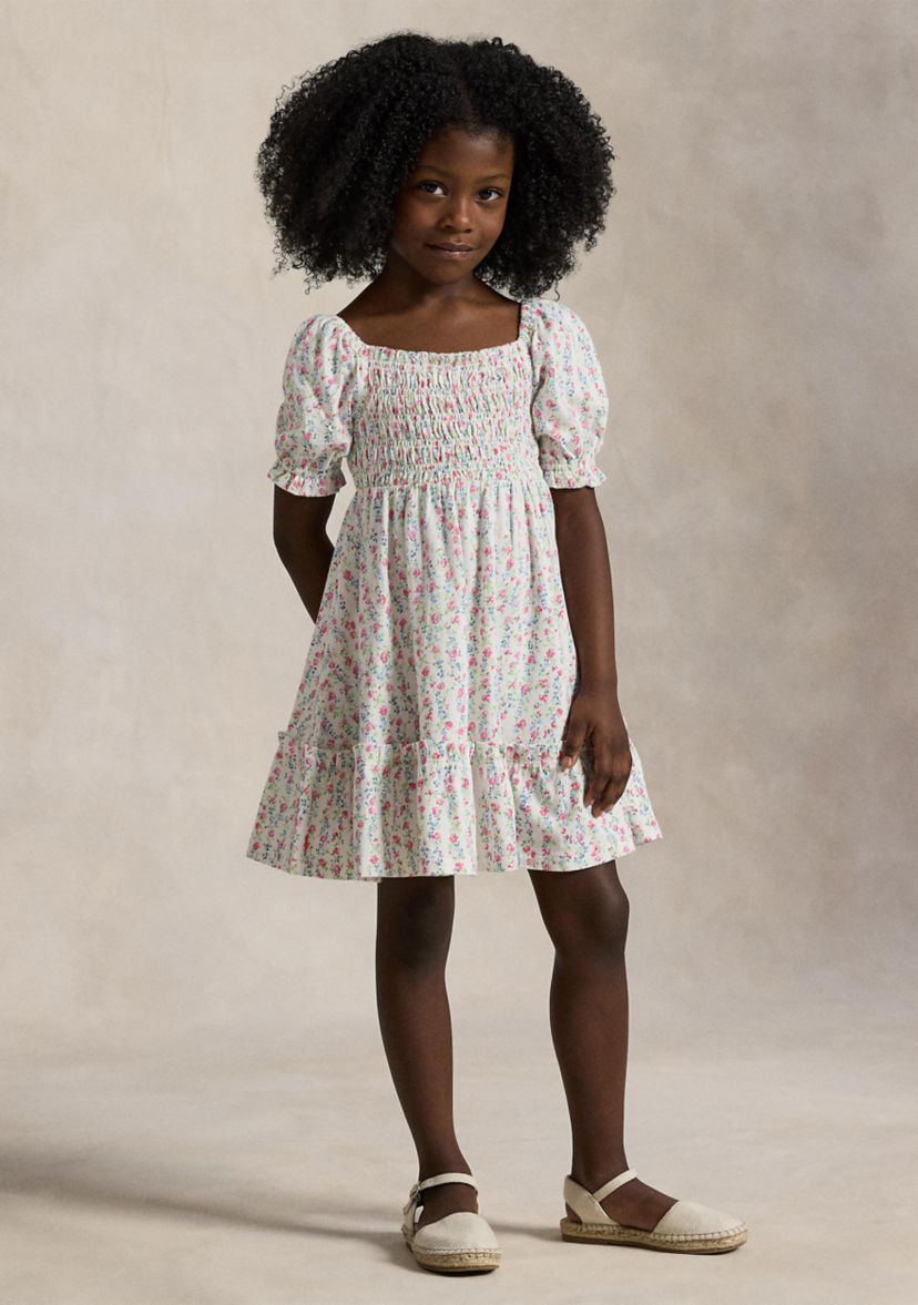 Girls 2-6x Floral Smocked Cotton Jersey Dress