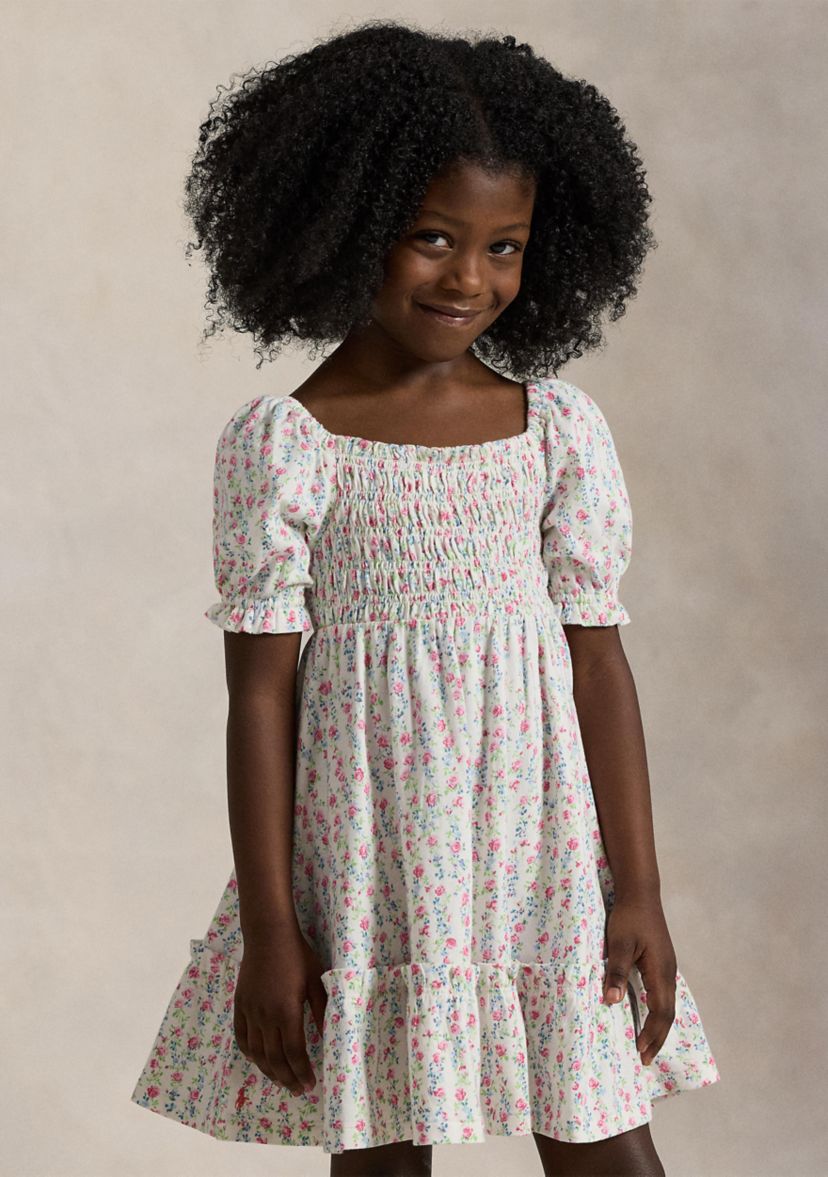 Girls 2-6x Floral Smocked Cotton Jersey Dress
