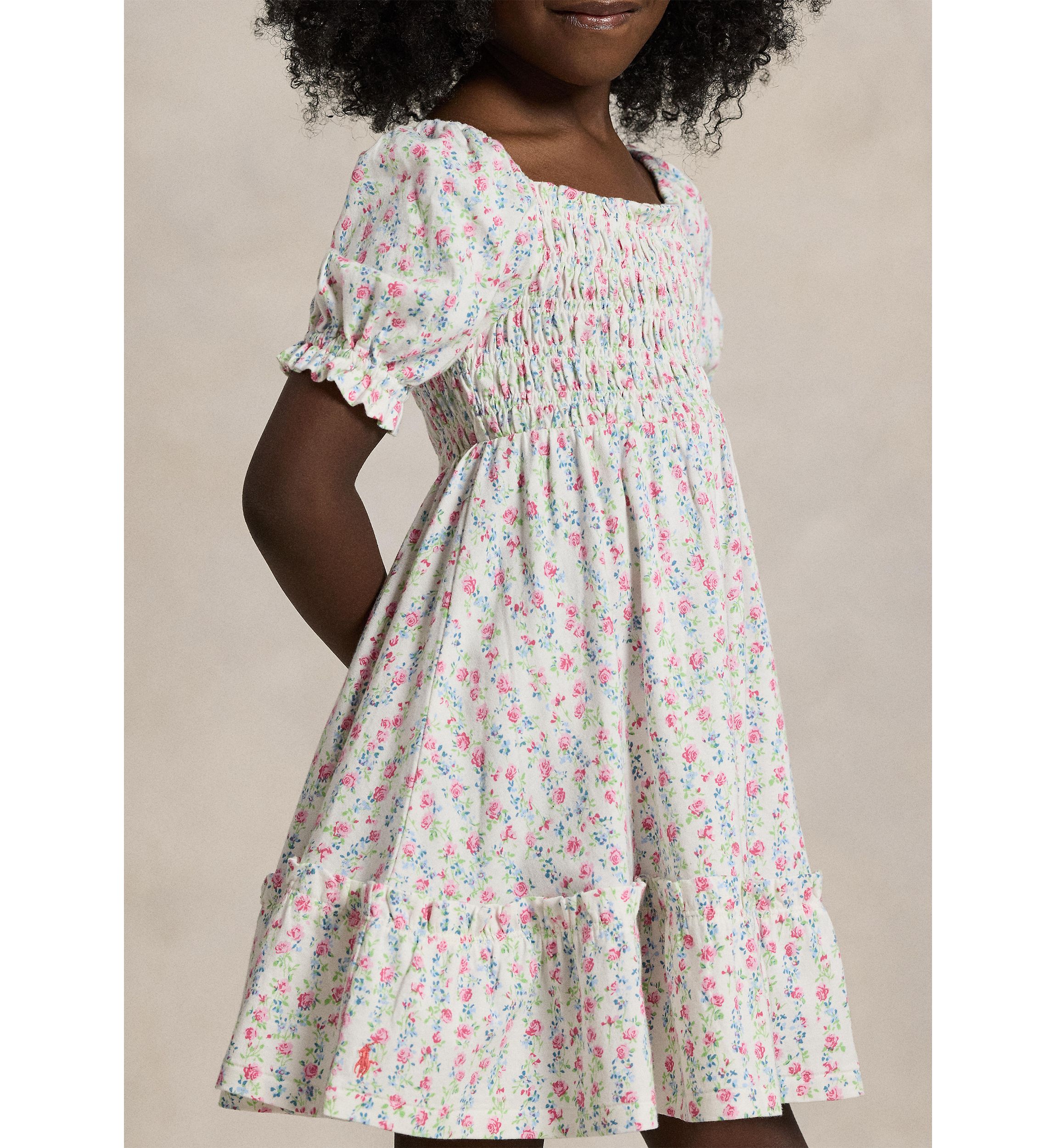 Girls 2-6x Floral Smocked Cotton Jersey Dress