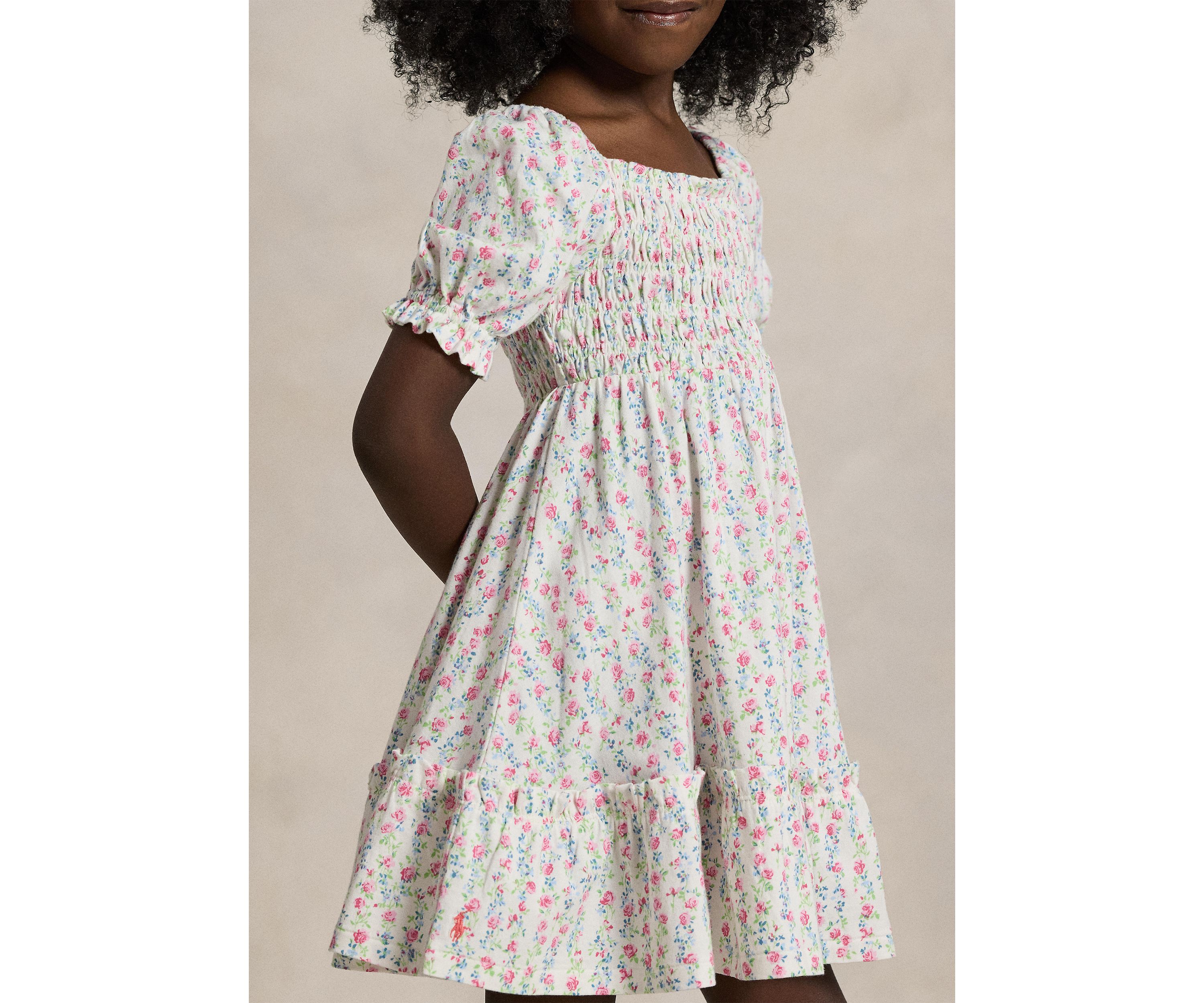 Girls 2-6x Floral Smocked Cotton Jersey Dress