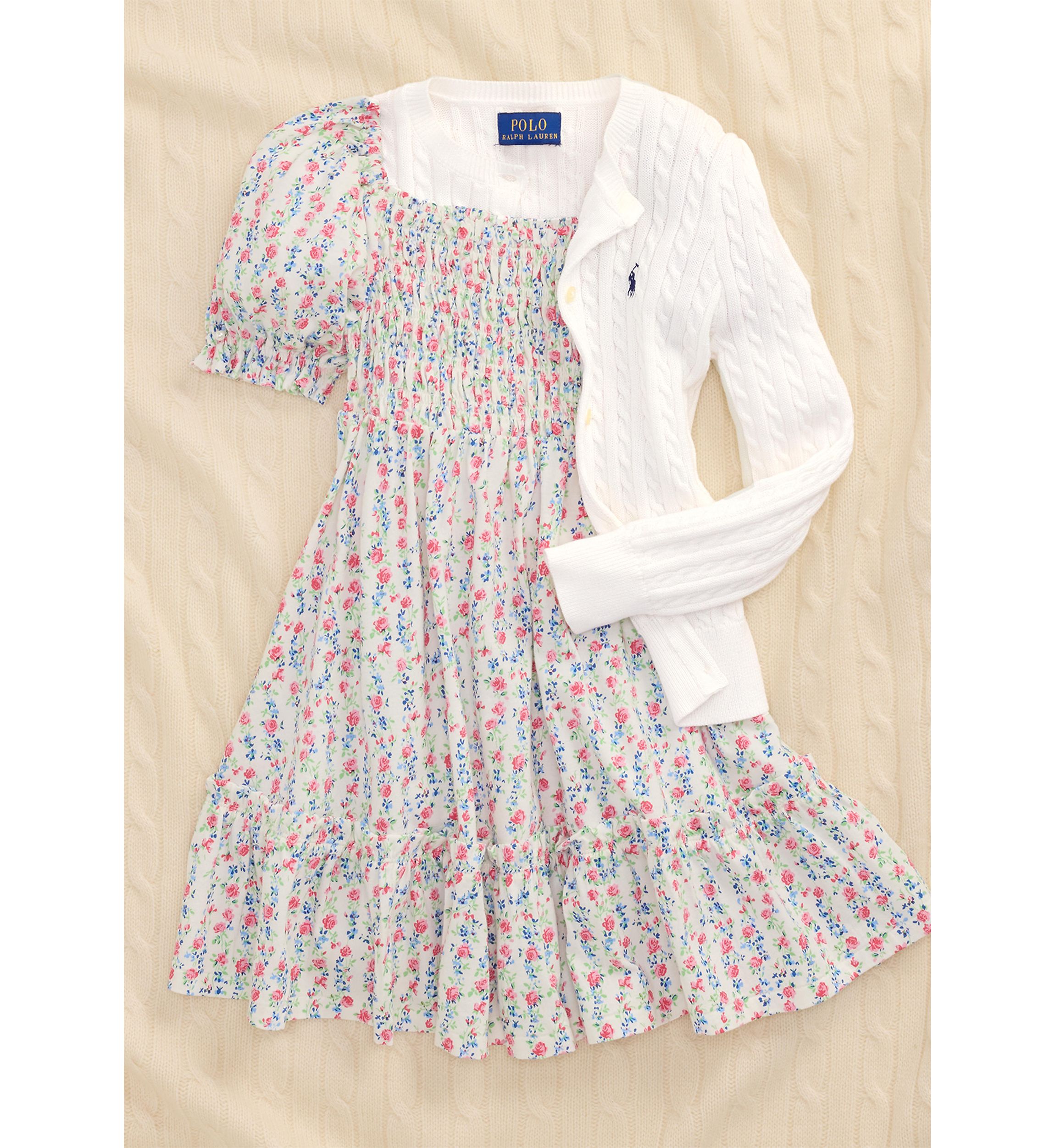 Girls 2-6x Floral Smocked Cotton Jersey Dress