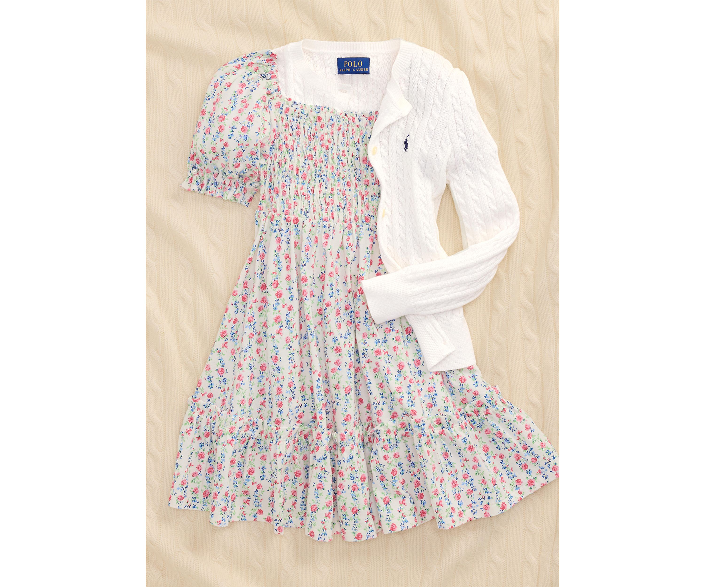 Girls 2-6x Floral Smocked Cotton Jersey Dress