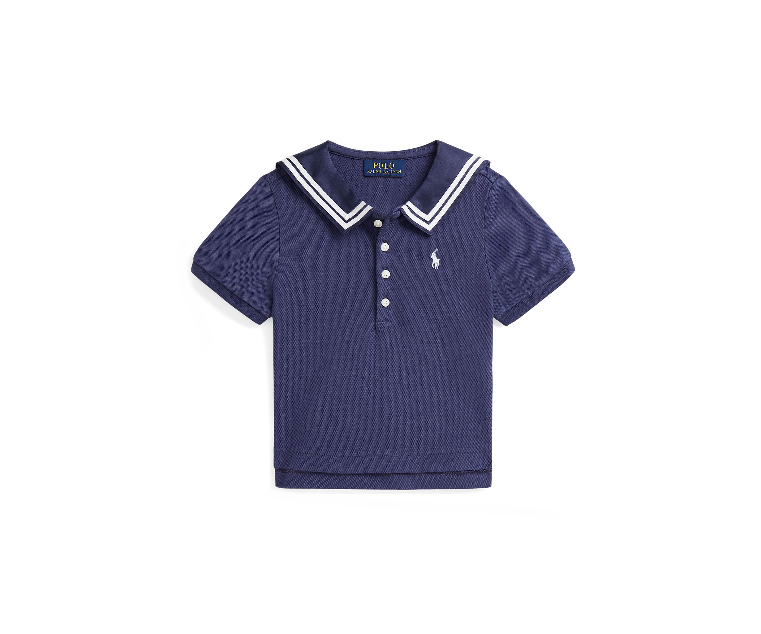 Girls 2-6x Boathouse Navy with White Mesh Polo Shirt 