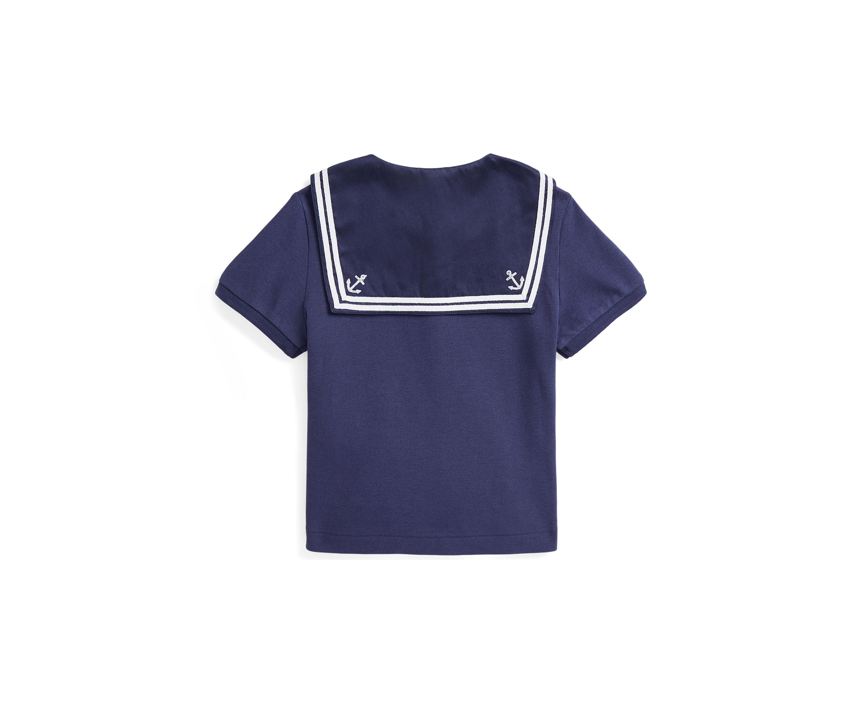 Girls 2-6x Boathouse Navy with White Mesh Polo Shirt 