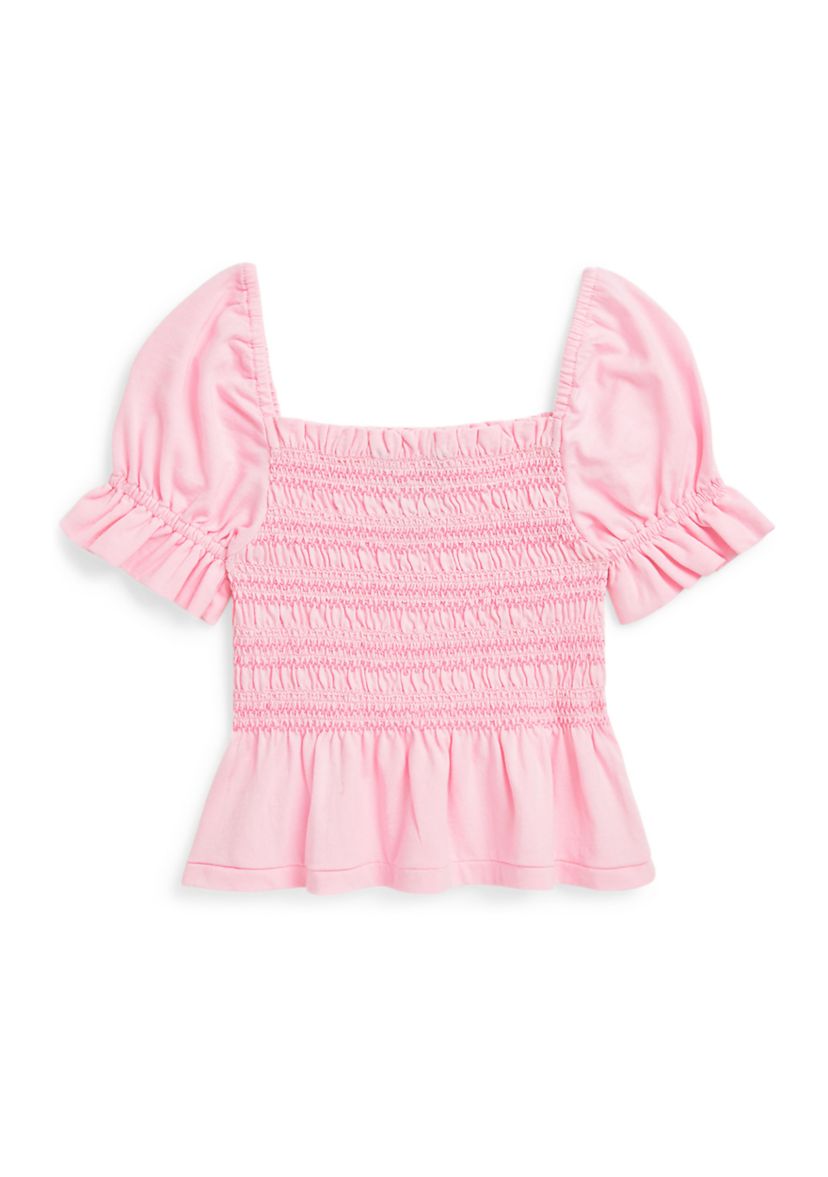 Girls 2-6x Smocked Cotton Jersey Peplum Top