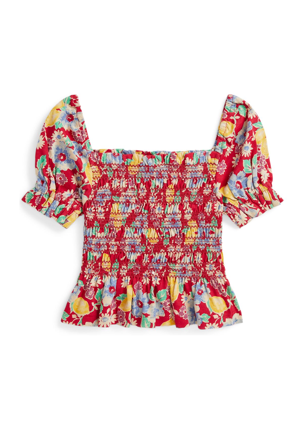 Girls 2-6x Floral Smocked Cotton Jersey Top