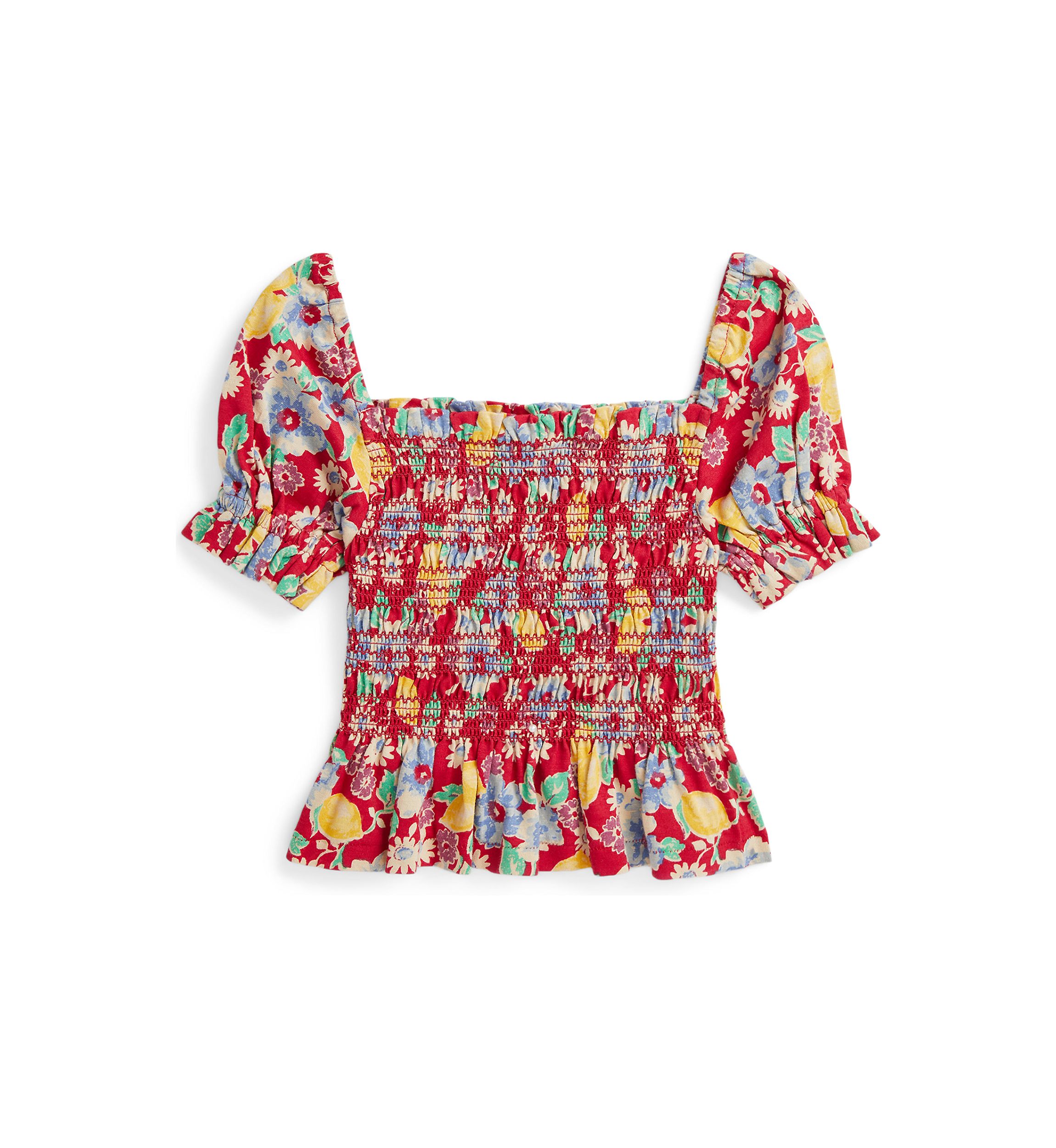Girls 2-6x Floral Smocked Cotton Jersey Top