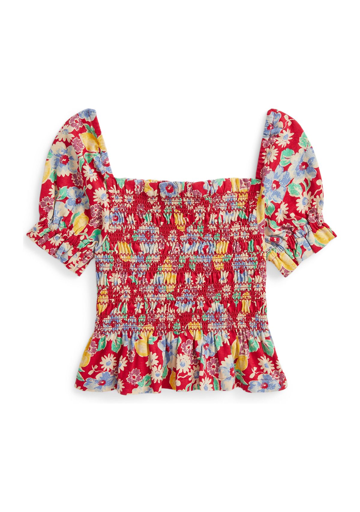 Girls 2-6x Floral Smocked Cotton Jersey Top