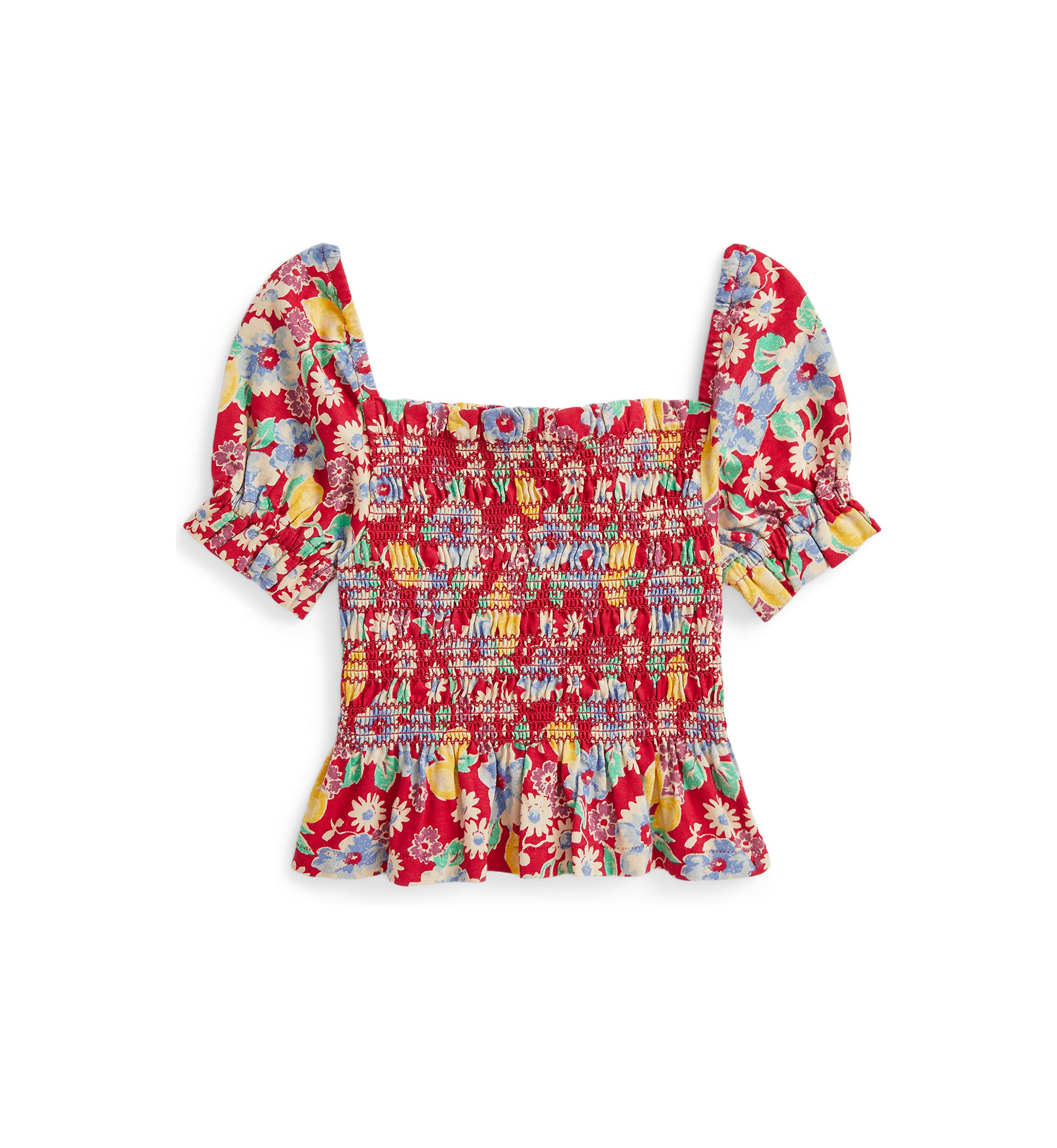 Girls 2-6x Floral Smocked Cotton Jersey Top