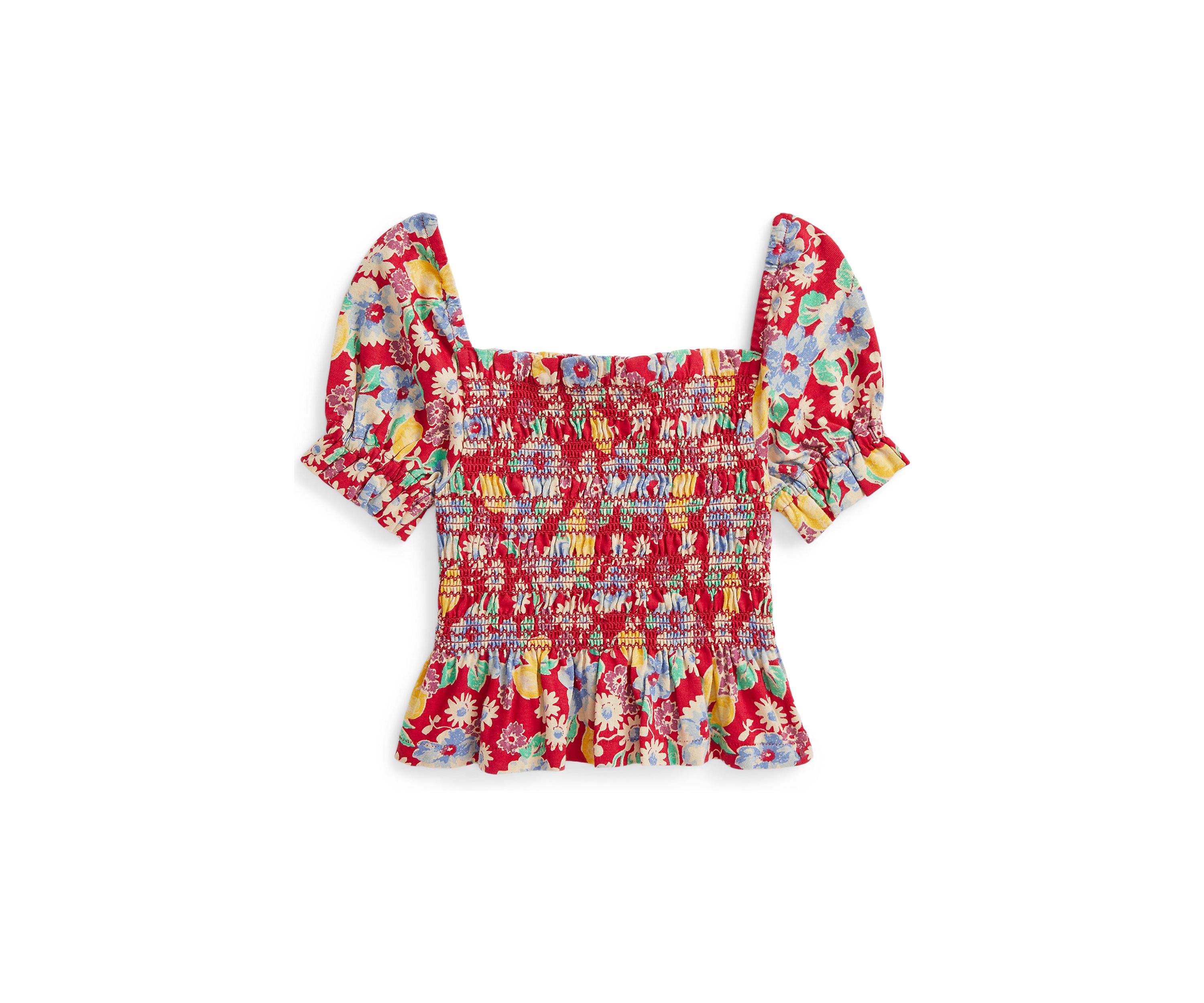 Girls 2-6x Floral Smocked Cotton Jersey Top