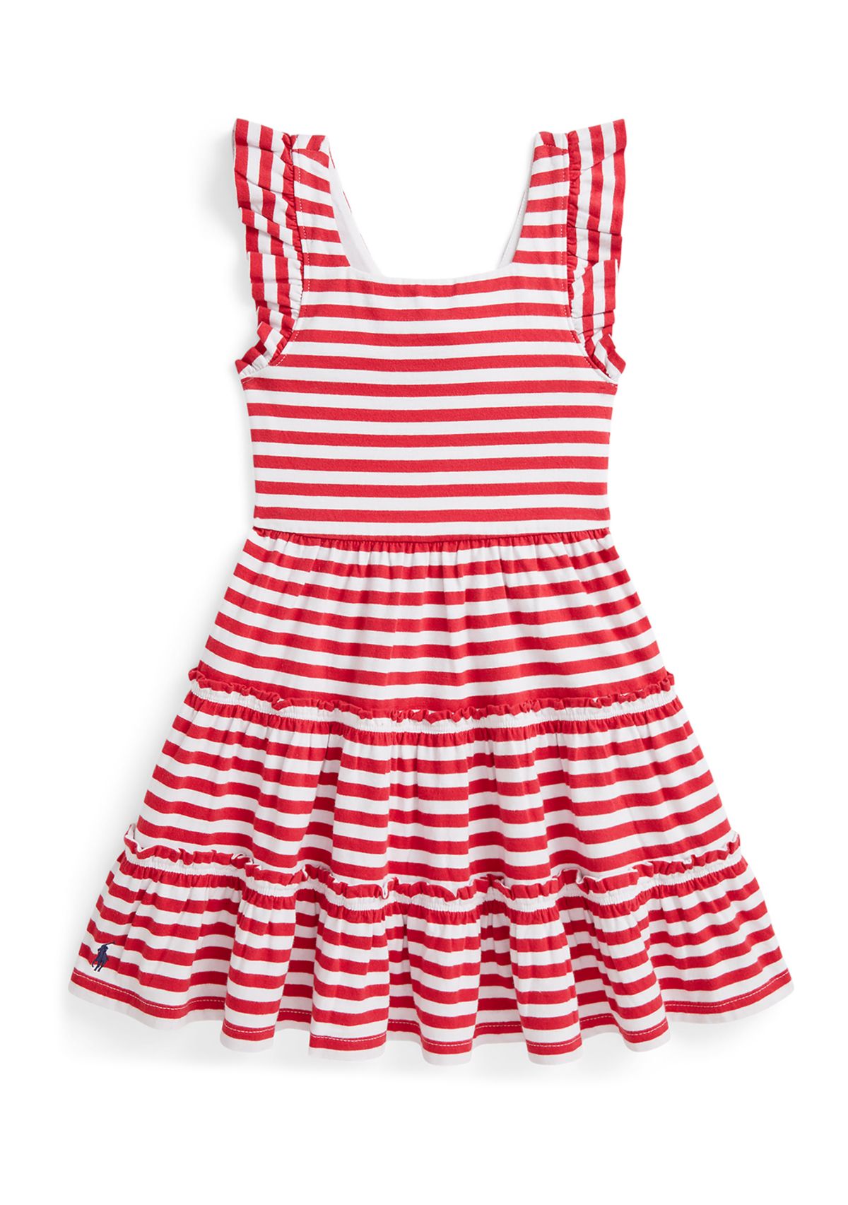 Girls 2-6x Striped Ruffled Cotton Jersey Dress