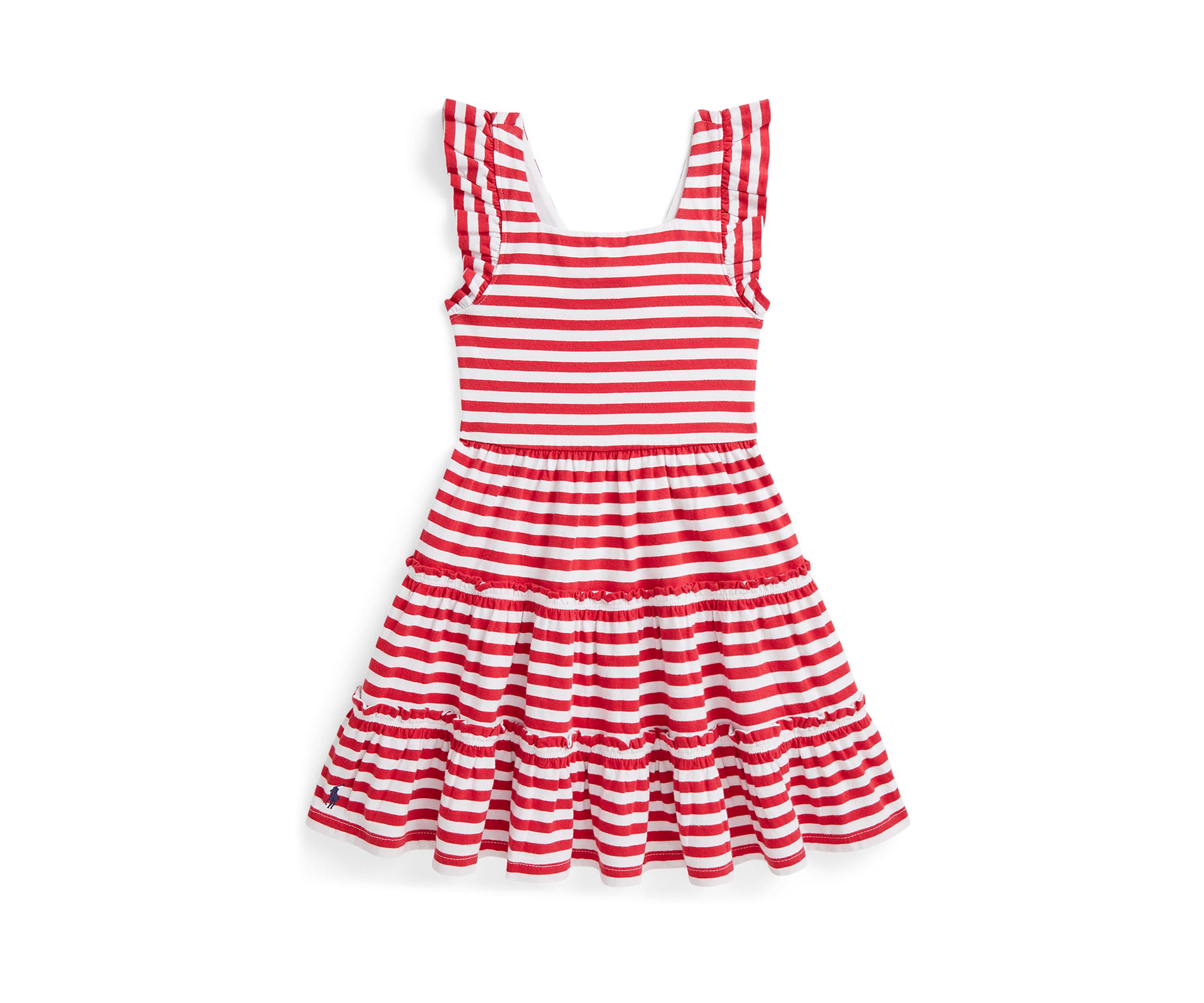 Girls 2-6x Striped Ruffled Cotton Jersey Dress