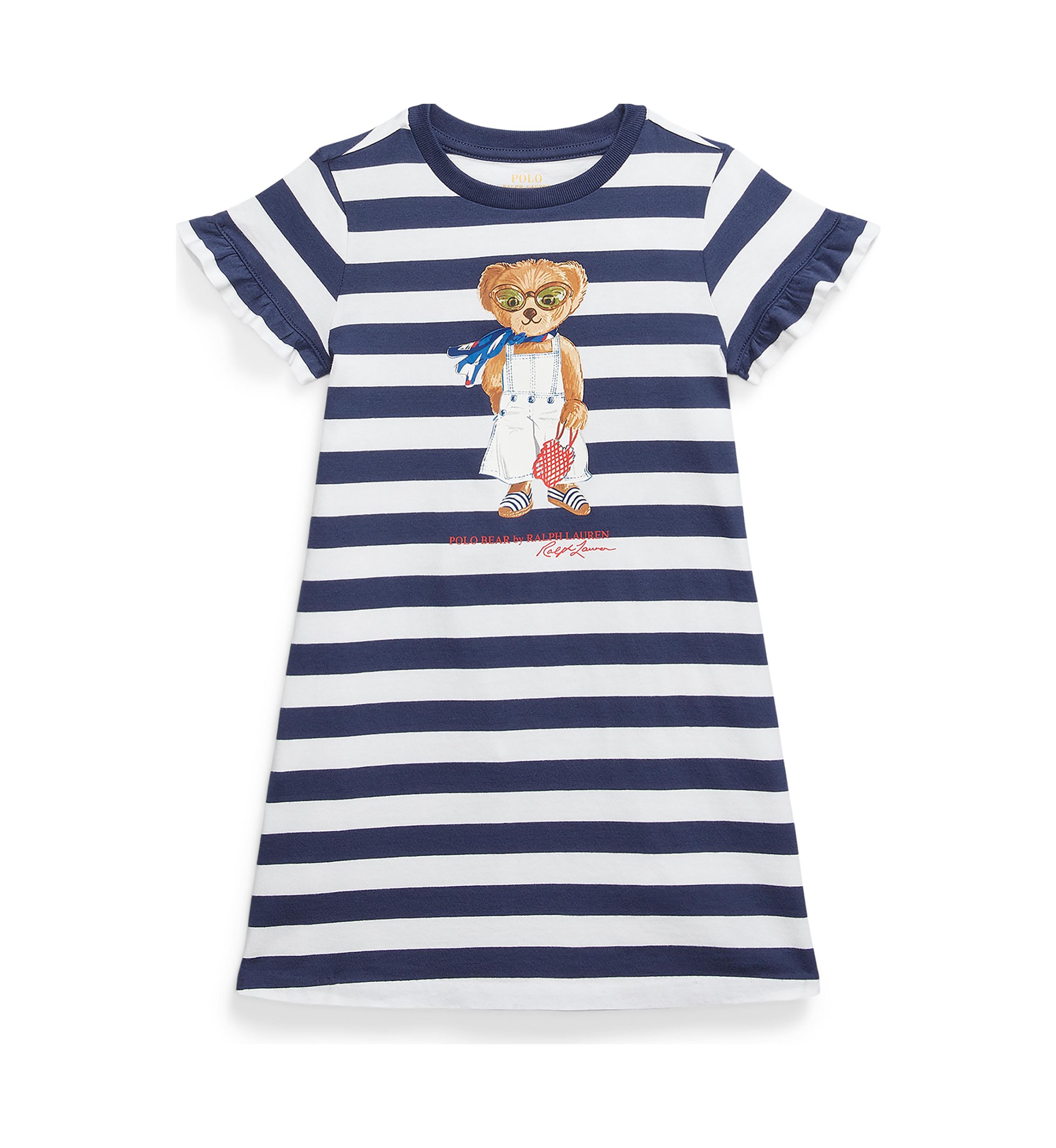 Girls 2-6x Striped Polo Bear Cotton T-Shirt Dress