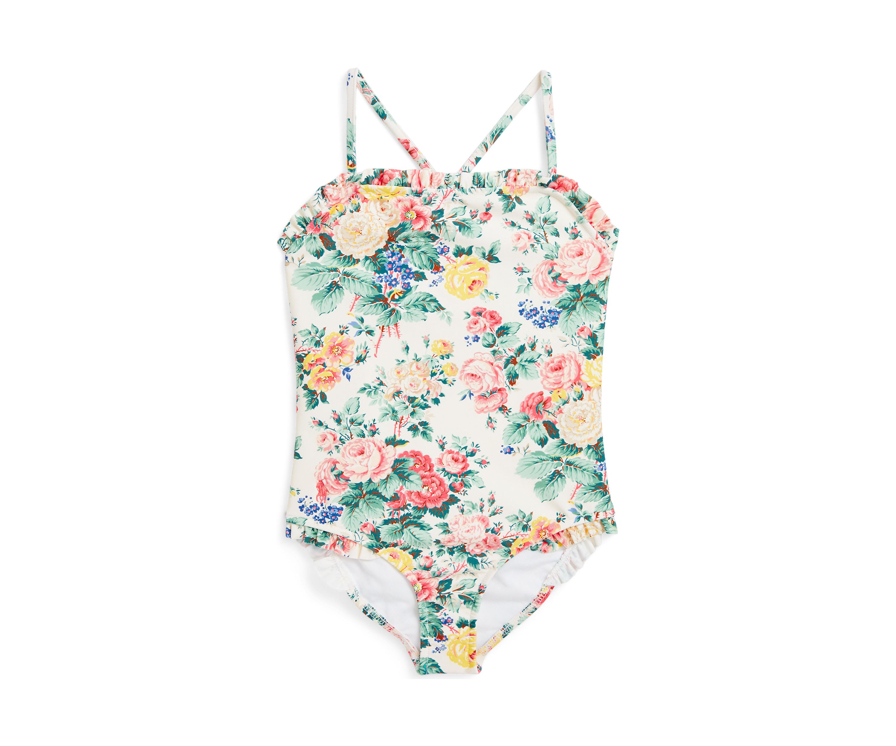 Girls 2-6x Floral Ruffled One Piece Swimsuit