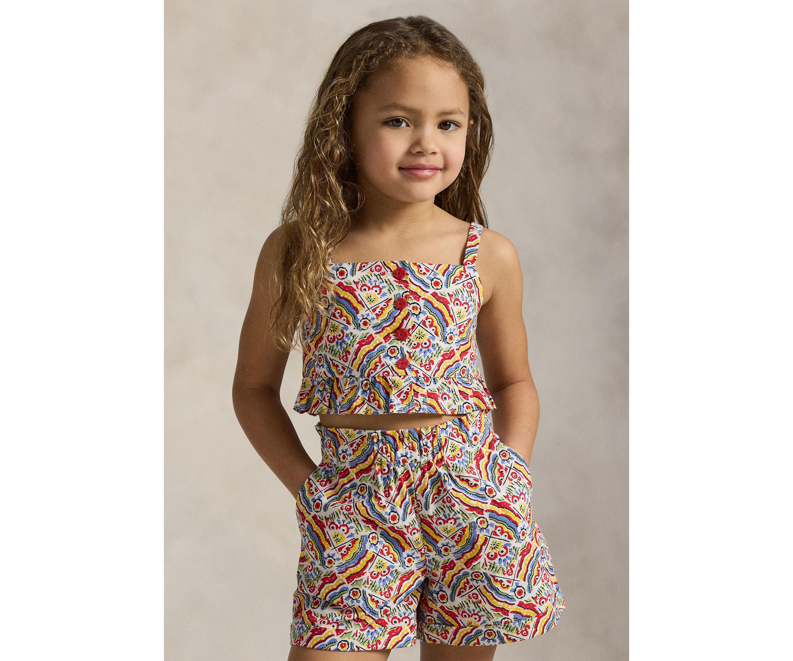 Girls 2-6x Riviera Print Cotton Top and Short Set