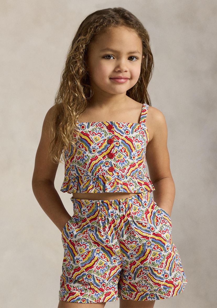 Girls 2-6x Riviera Print Cotton Top and Short Set