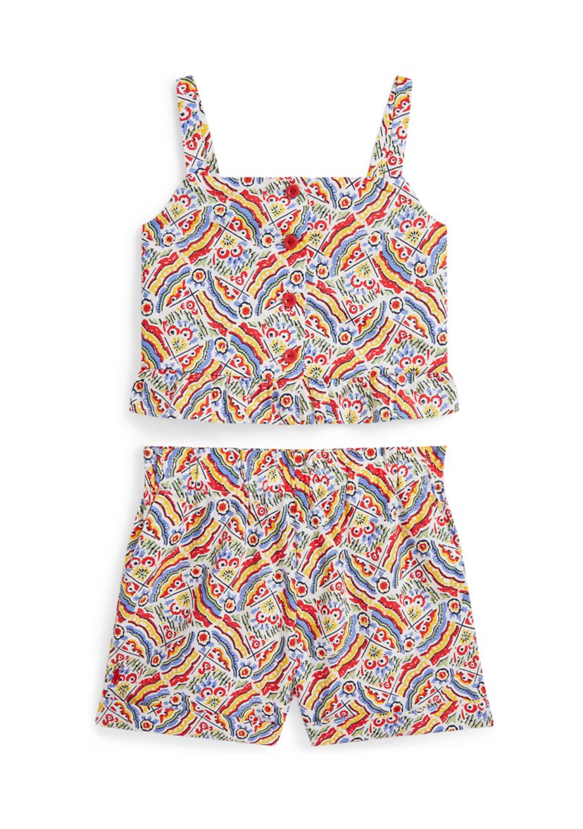 Girls 2-6x Riviera Print Cotton Top and Short Set
