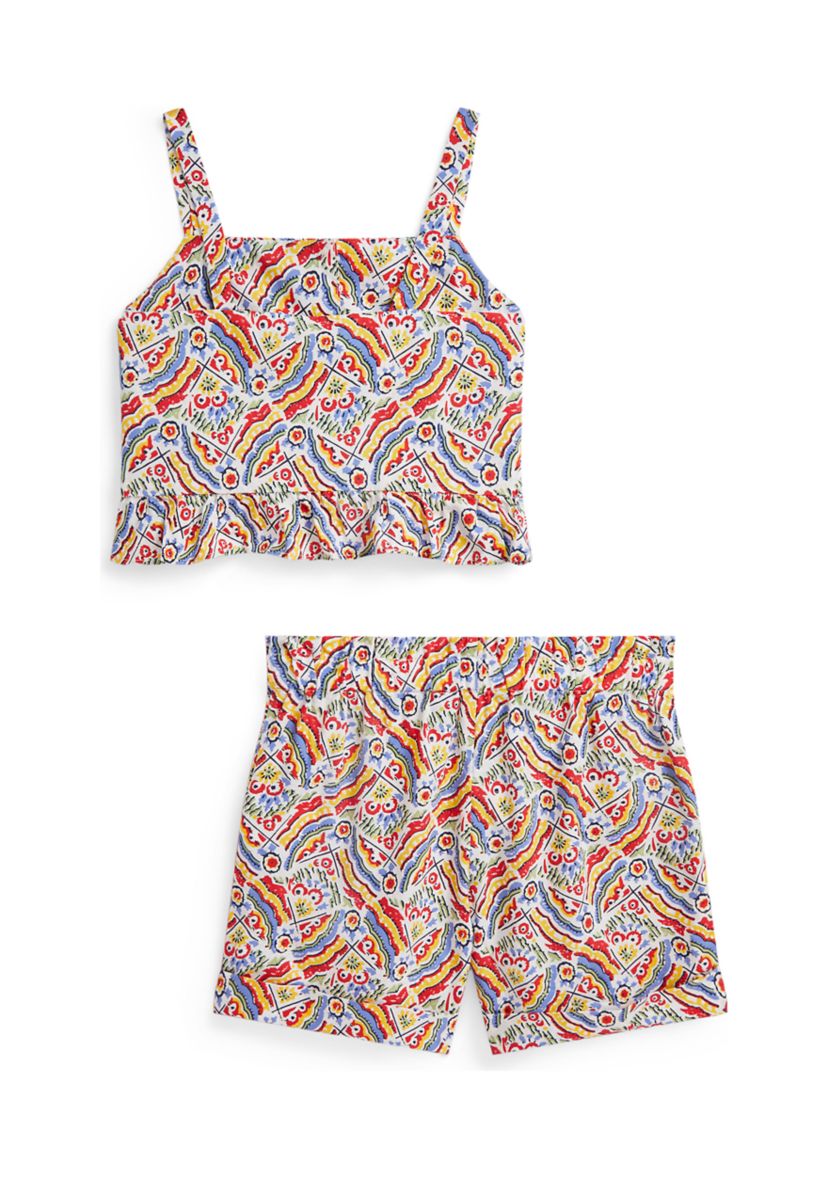 Girls 2-6x Riviera Print Cotton Top and Short Set
