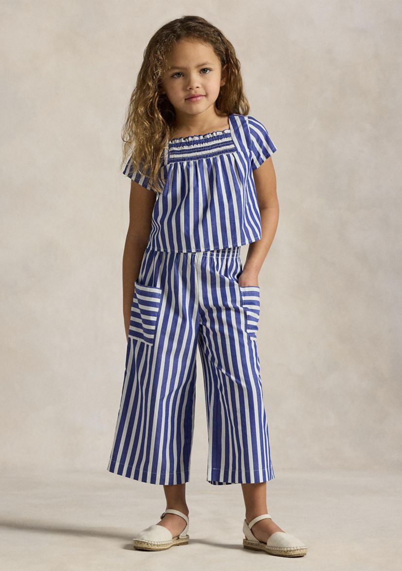 Girls 2-6x Striped Cotton Top and Cropped Pant Set