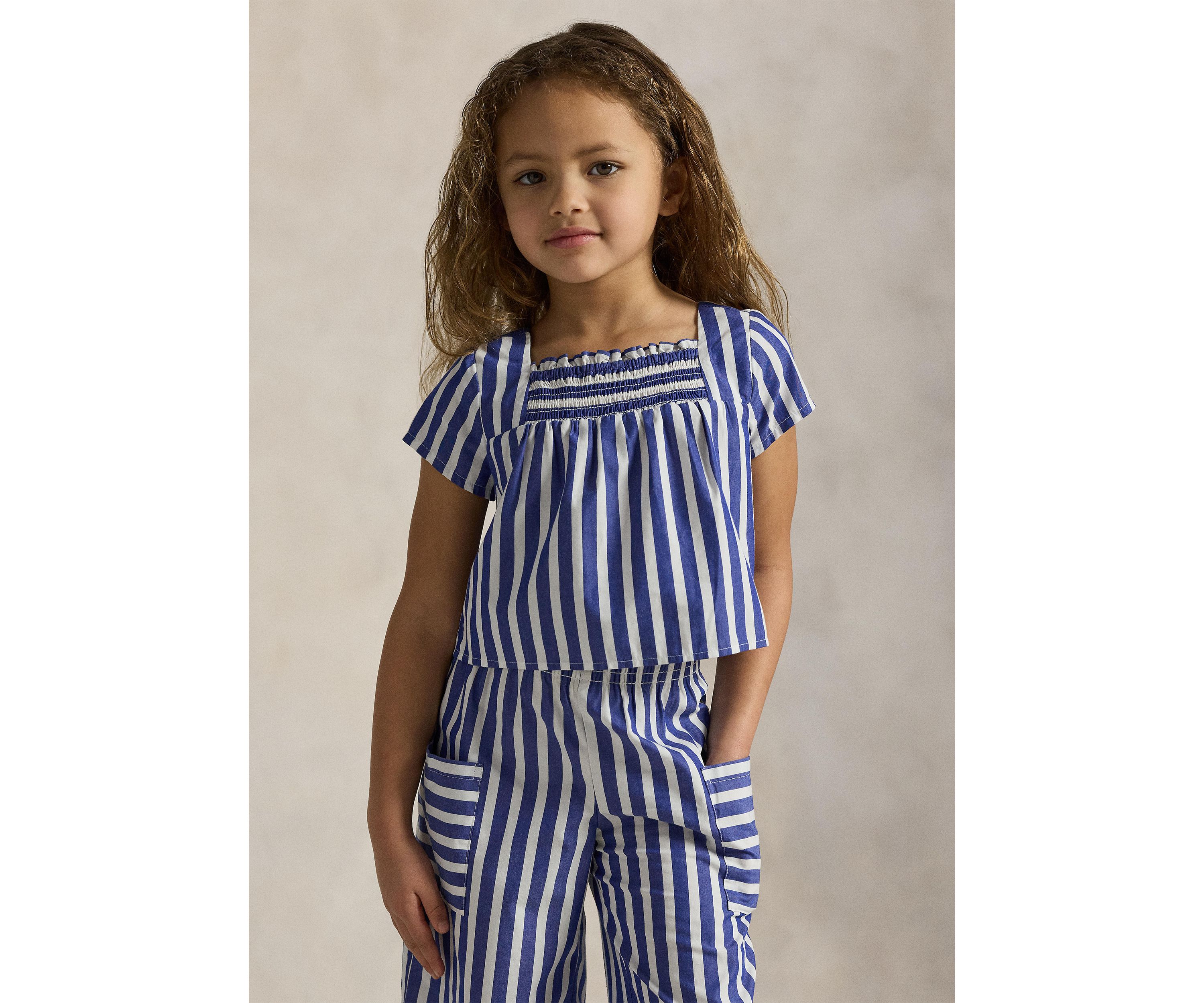Girls 2-6x Striped Cotton Top and Cropped Pant Set