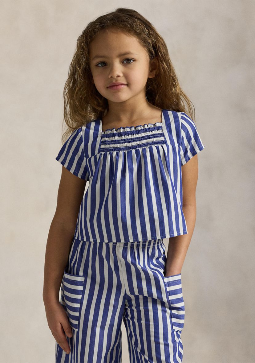 Girls 2-6x Striped Cotton Top and Cropped Pant Set