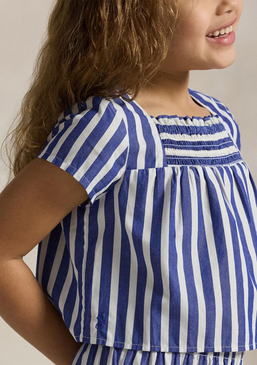 Girls 2-6x Striped Cotton Top and Cropped Pant Set