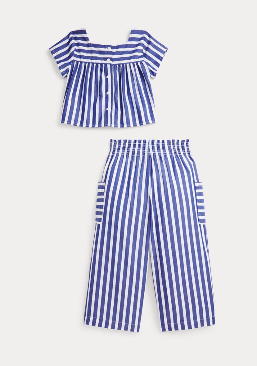 Girls 2-6x Striped Cotton Top and Cropped Pant Set