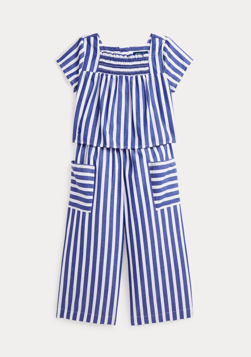 Girls 2-6x Striped Cotton Top and Cropped Pant Set